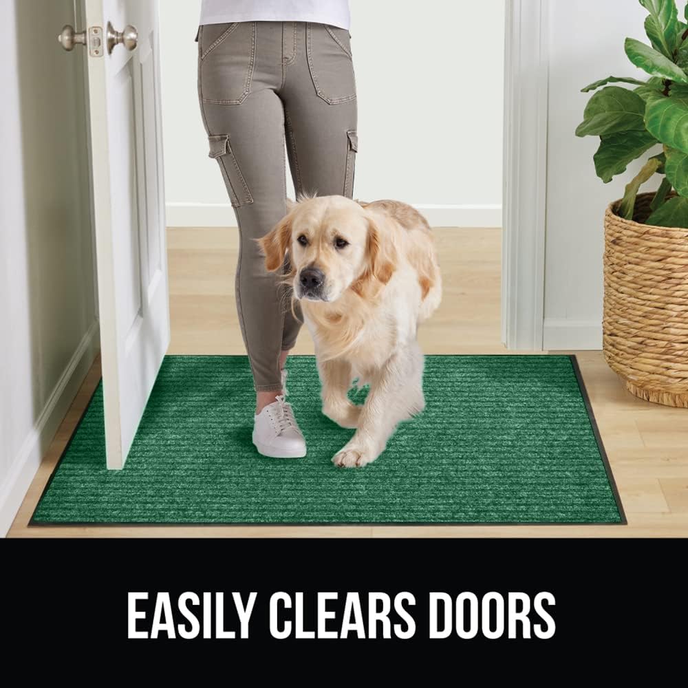 GORILLA GRIP Traffic Guard Door Mat, Heavy Duty Welcome Mats, Commercial Office Space Doormat, Waterproof, Fade Resistant, Strong Rubber Backing, Low Profile, Shoe and Boot Scraper, 29x17, Green