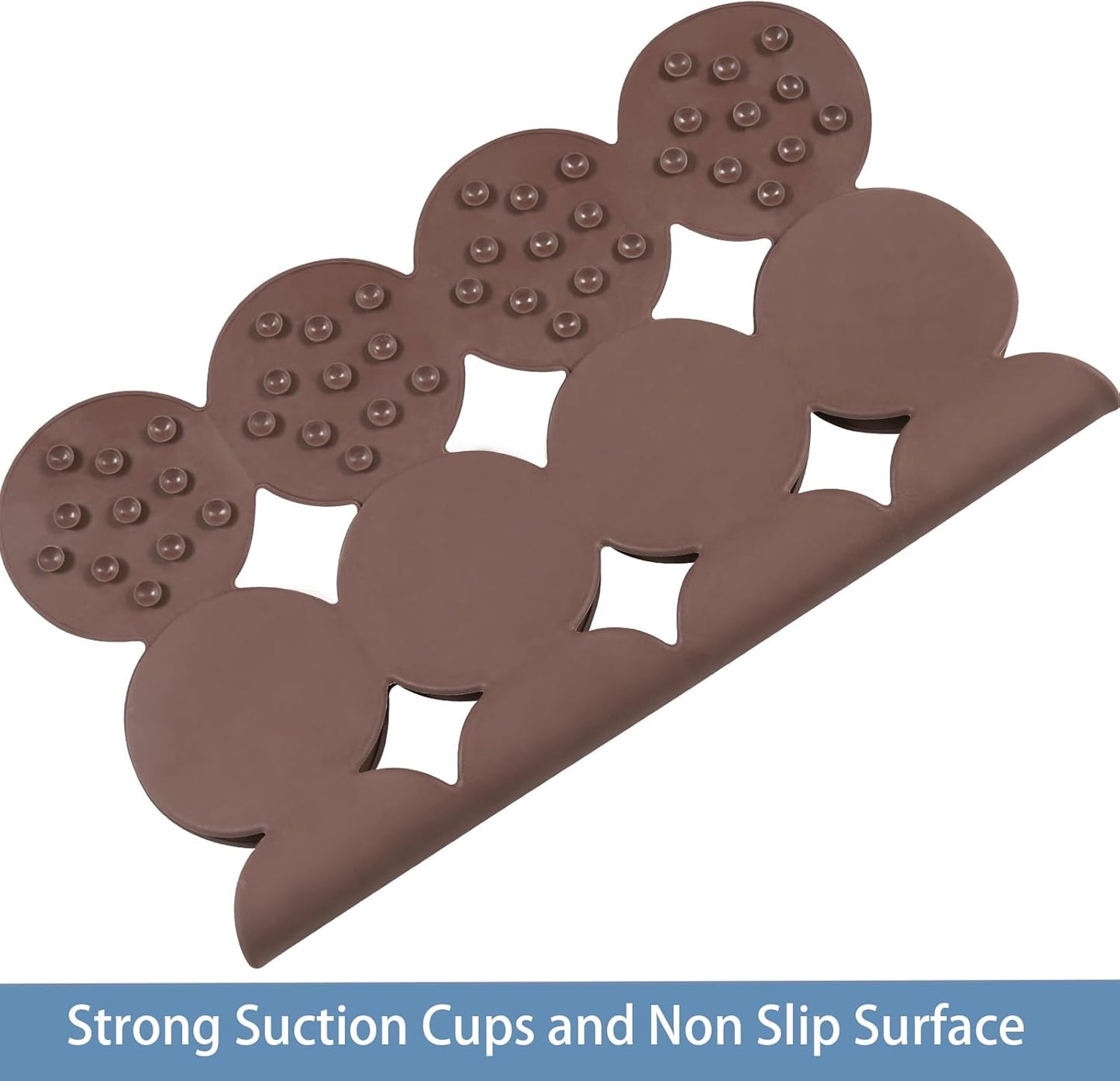 Square Shower Mat Nonslip - Rubber Bathtub Mat with Suction Cups for Inside Shower Bathroom Floor (Coffe, 21X21)