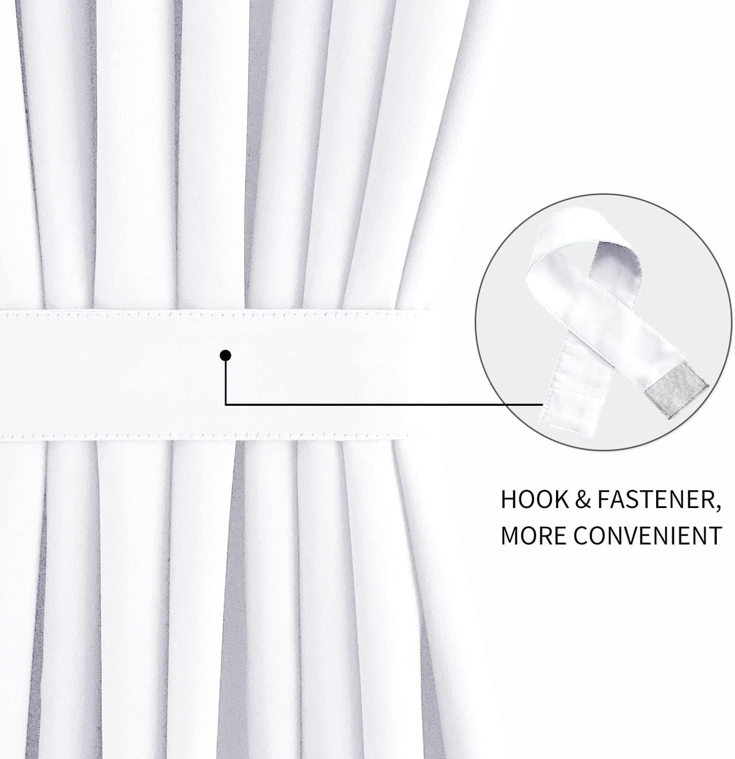 DWCN French Door Curtains – Rod Pocket Thermal Curtain for Doors with Glass Window, Kitchen and Patio Doors for Privacy, 25 X 40 Inches Long, 1 Curtain Panel with Tieback, Pure White