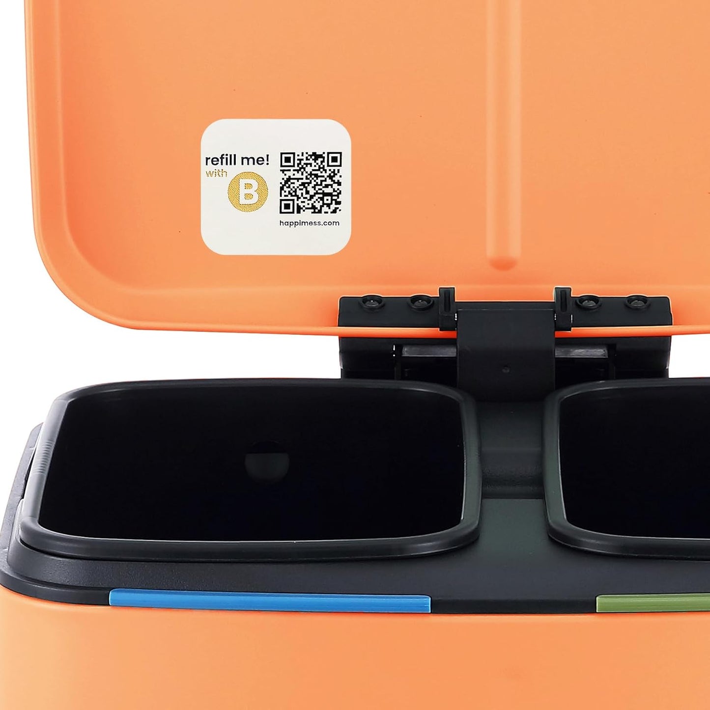 happimess HPM1005K Marco Rectangular 10.6-Gallon Double Bucket Trash Can with Soft-Close Lid, Carrot Cake, Fingerprint Resistant, Modern, Minimalistic for Home, Kitchen, Office, Bedroom, Bathroom