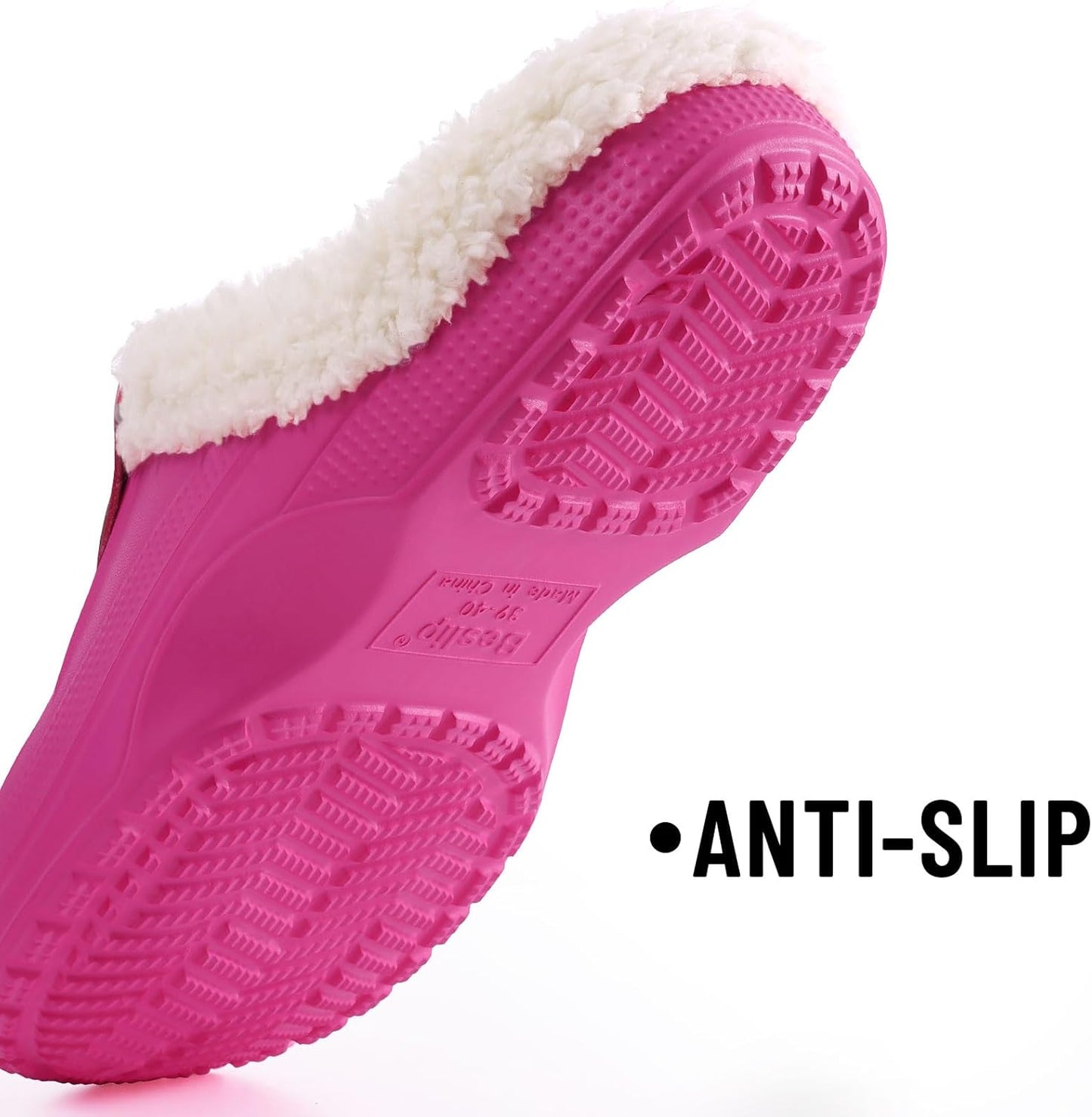 Beslip Classic Fur Lined Clogs Waterproof Winter Fuzzy Slippers for Women Men Indoor and Outdoor