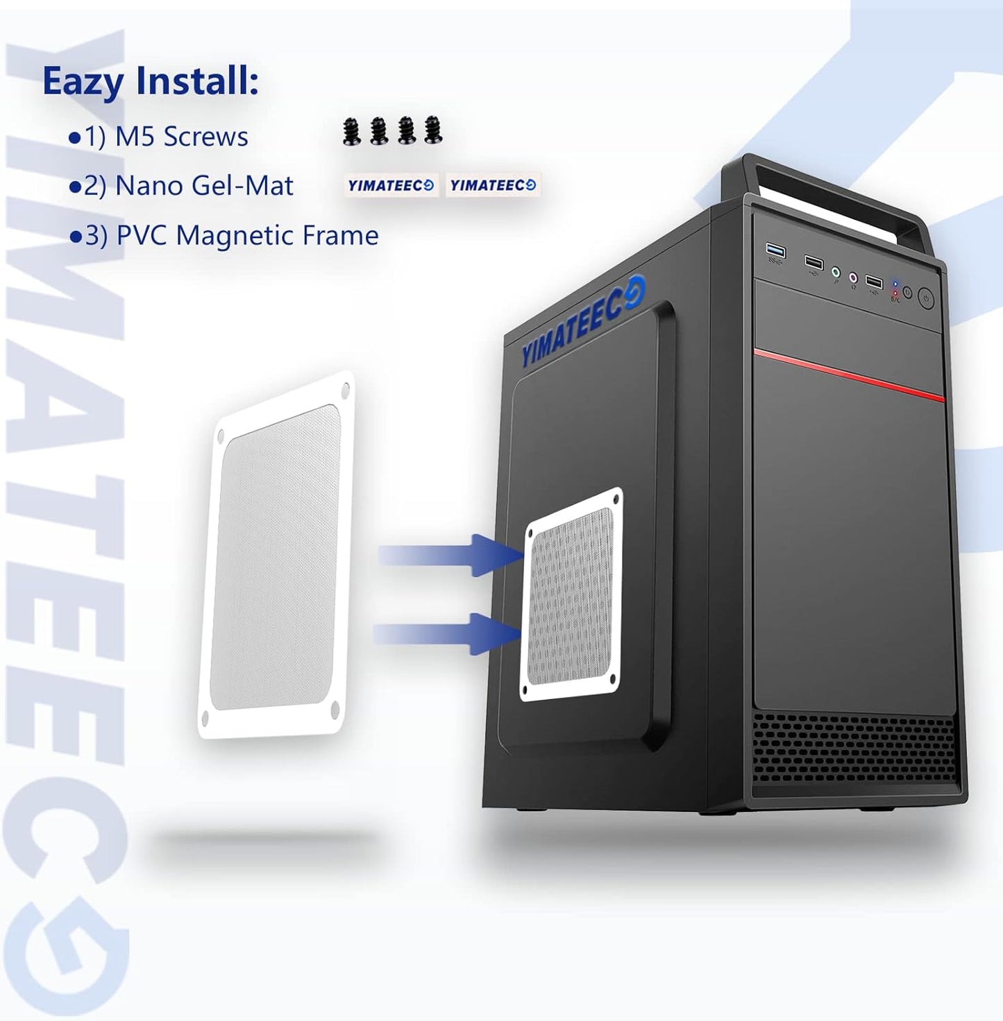 Dust Filter PC 140mm Computer Fan Filter Grills for Computer Cooler Fan/PSU/Routers 50 Mesh, Magnetic Frame PC Cooler Filter Dustproof Mesh (PVC, 140 * 140mm, 5pcs, White)