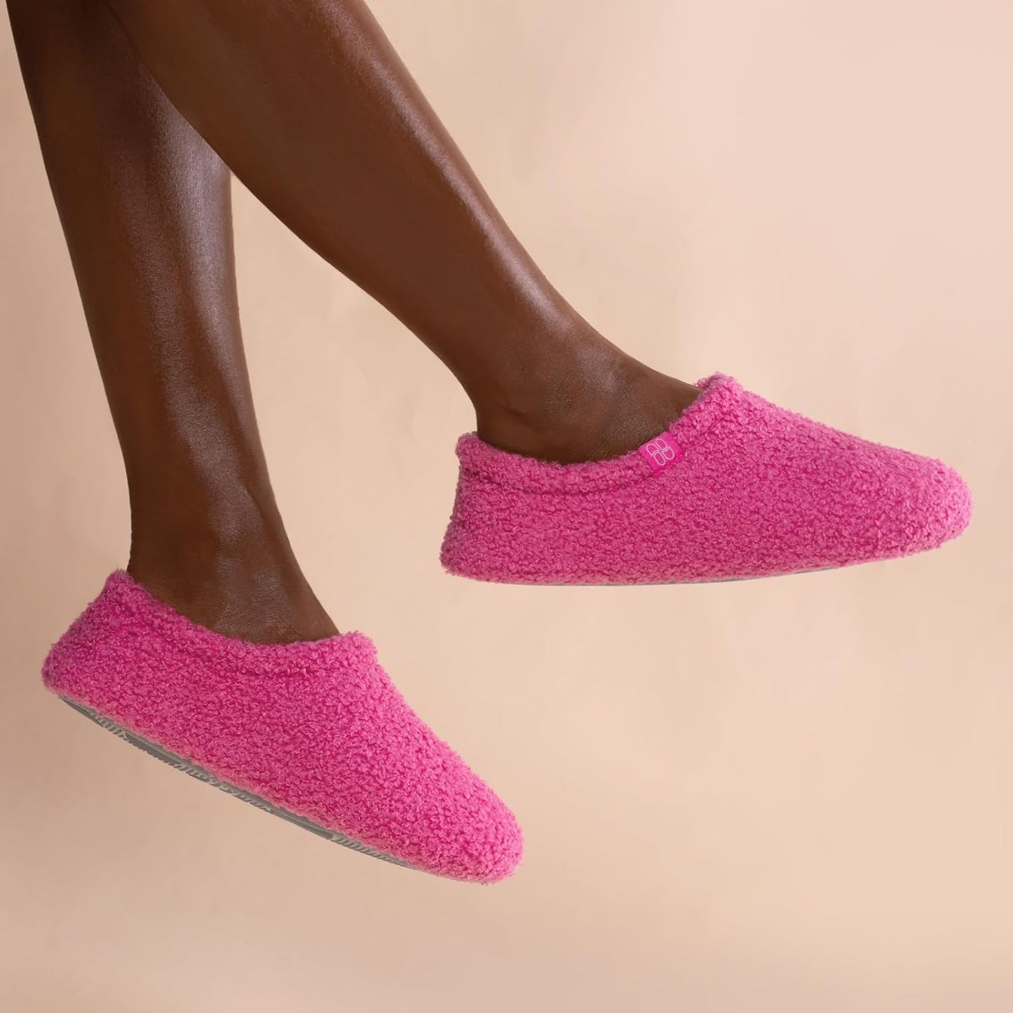 HomeTop Women's Fuzzy Curly Fur Memory Foam Loafer Slippers with Polar Fleece Lining