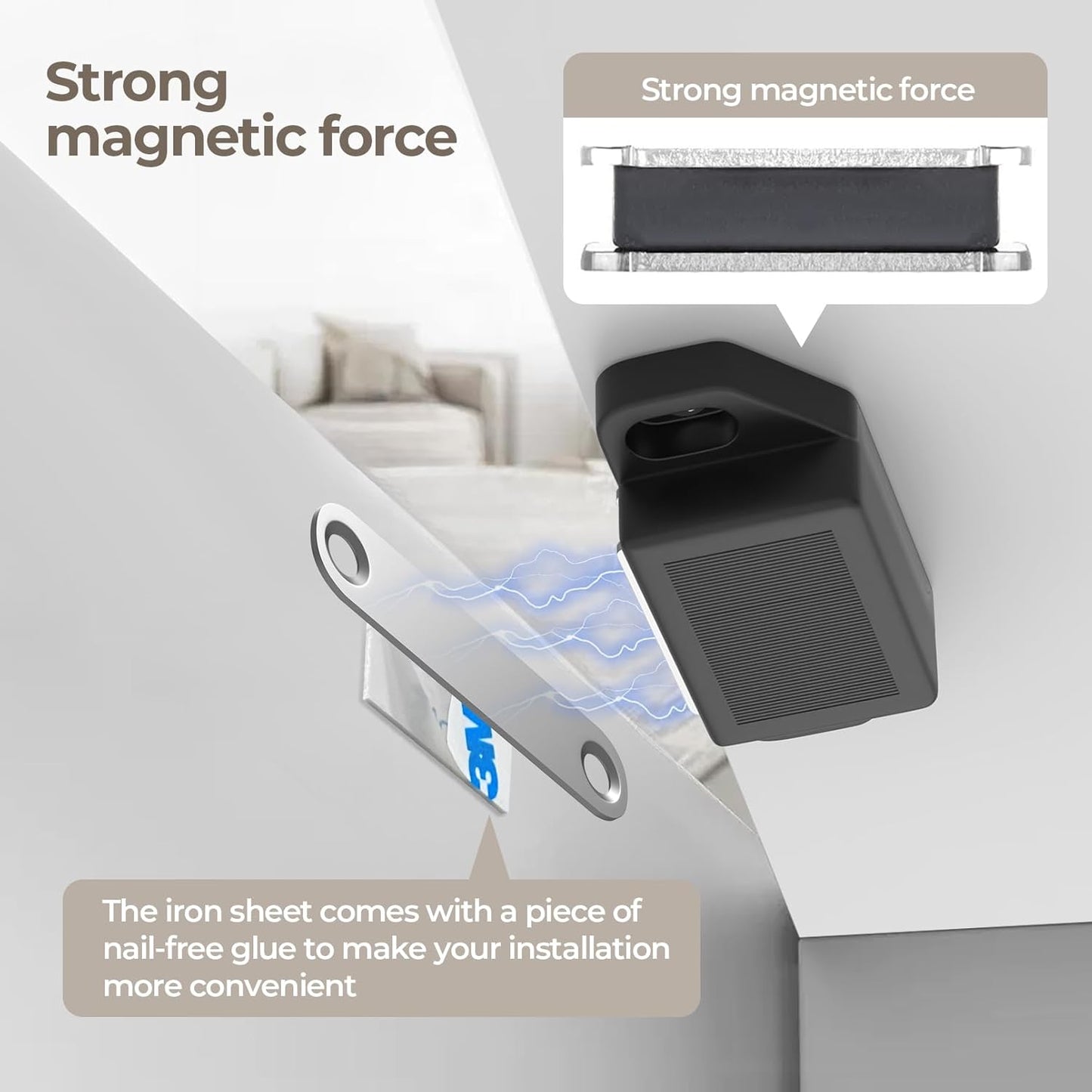 Cabinet Magnetic Catch Door Latch 30LB for Kitchen Drawer Magnets to Stay Closed Magnetic Catch Closet for Drawer（Black 12 Pack）