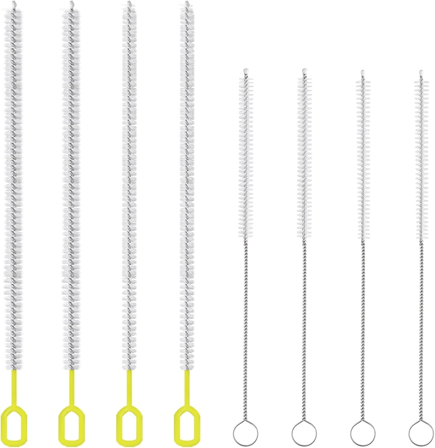 8-Piece Straw Cleaner Brush Set for Cleaning Straws - (4-Size) Extra Long Nylon Pipe Cleaners, Reusable Straw Cleaning Brush for Stanley Tumbler, Sippy Cup, Baby Bottle and Tubes (Type A)