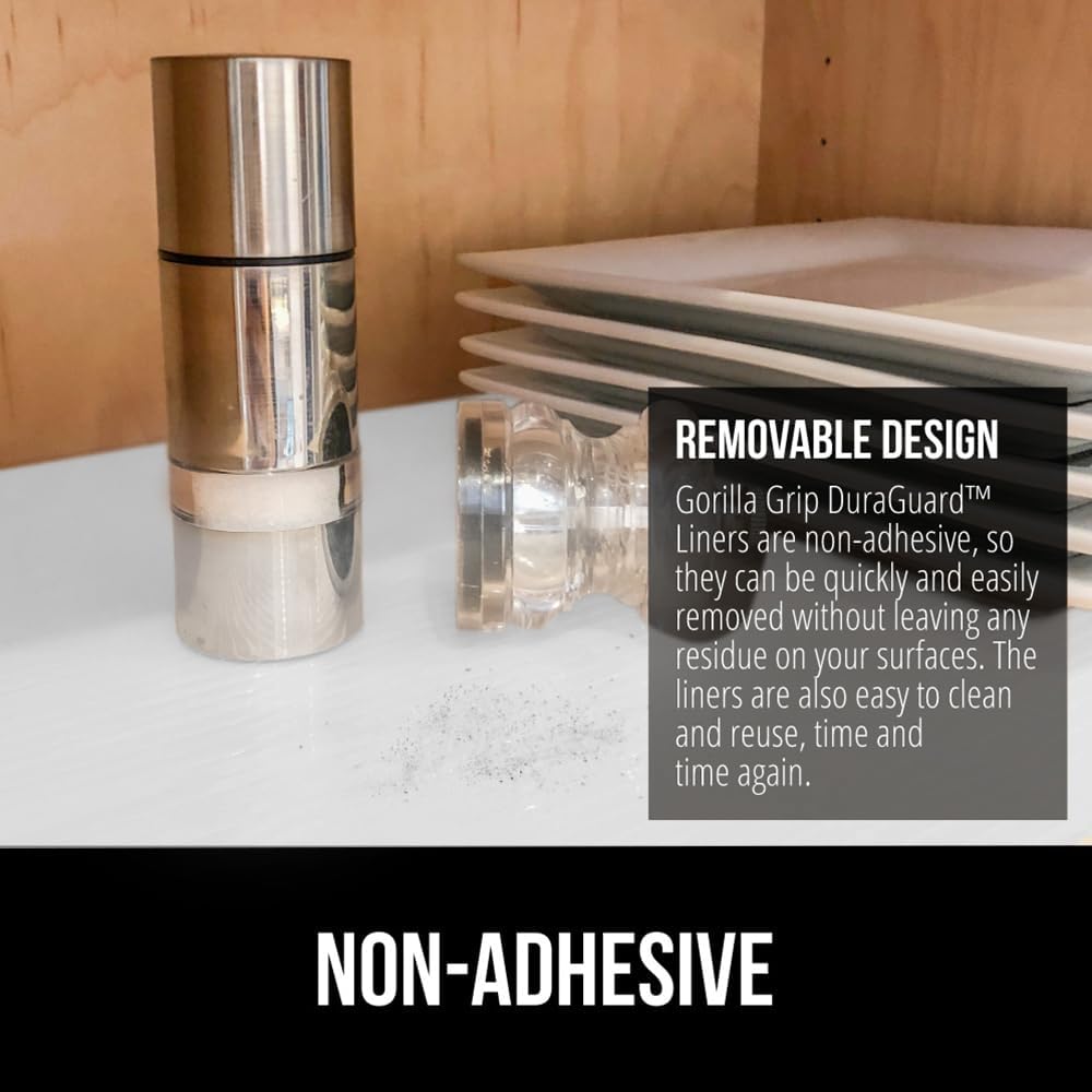 GORILLA GRIP DuraGuard Shelf Liner, 20x30 Non-Adhesive Cabinet Liners for Kitchen Drawers, Shelves, Refrigerator, Pantry Storage, Bathroom Closet, Durable Waterproof BPA Free Ribbed Plastic, White