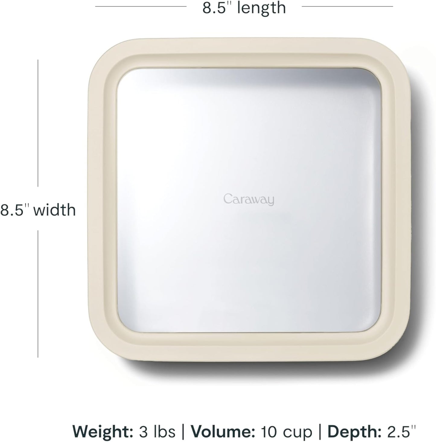 Caraway 6pc Glass Food Storage Set – 10 Cup Food Containers (6) - Ceramic Coated - Non Toxic, Non Stick with Lids - Microwave Safe - Cream