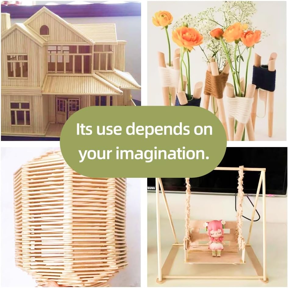 3/8 x 6 Inch 50 PCS Dowel Rods Wood Sticks Wooden Dowel Rods - Unfinished Bamboo Sticks - for Crafts and DIYers