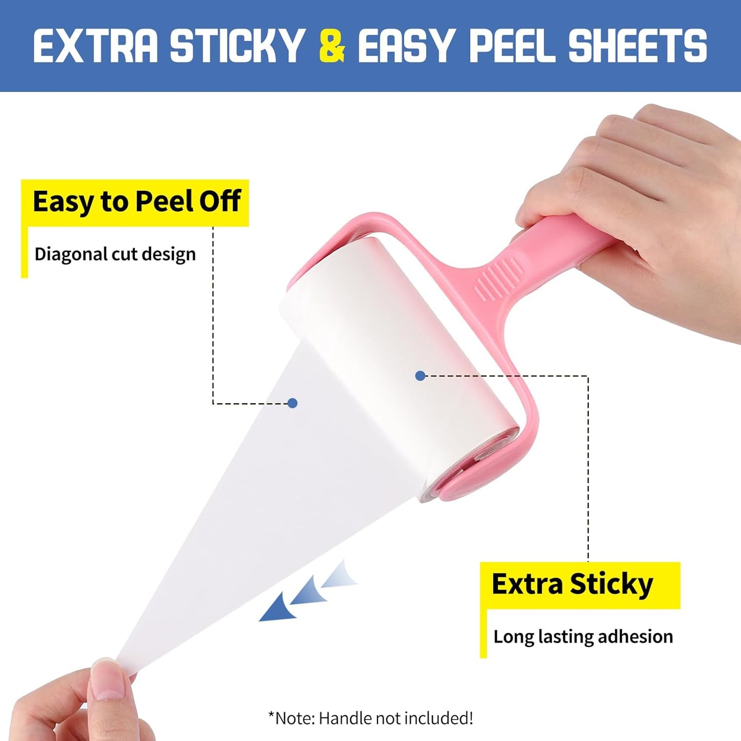 Extra Sticky Lint Roller Refills 10 Pack (1200 Sheets) fit 3.8"-4" Standard Size Lint Roller Sticker with Inner Diameter at 1.5" for Pet Hair, Clothes, Furniture, Cars, No Handle Included