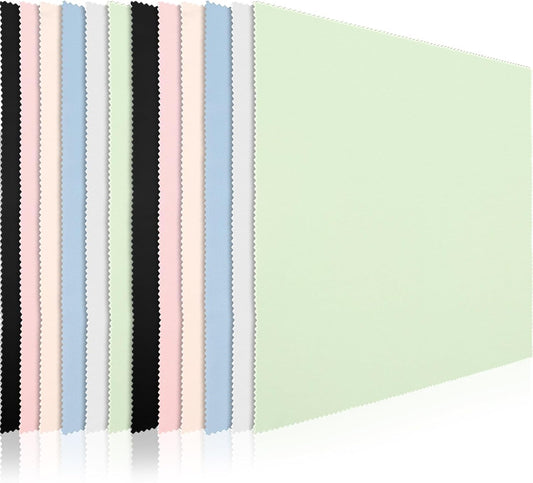 Frienda 12 Pack Large Microfiber Glass Cleaning Cloths 12 x 12 Inch Oversized Eyeglass Sunglasses Cleaning Cloths for Electronics Glasses Screens and Lenses(6 Colors)