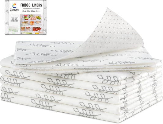 Cooyes Refrigerator Drawer Liners, Premium Absorbent Fridge bin Liners Non-Slip Washable, 12" x 24" Refrigerator Shelf Liners and Mats for Glass Shelves, Kitchen Cabinets, Non-Adhesive
