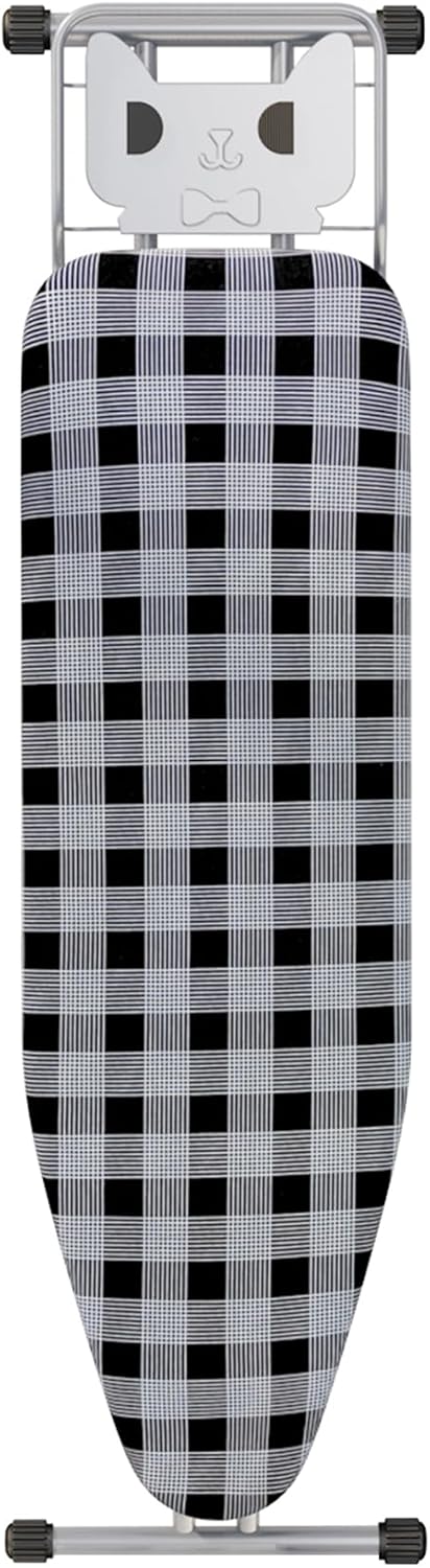 Ironing Board 13" X 43" W/Extra Thick Heavy Duty Padded Cover, Height Adjustable,Heat & Scorch Resistant Fabric, Anti-Skid Feet, Extra Wide, Easy to Fold Checkered Gray