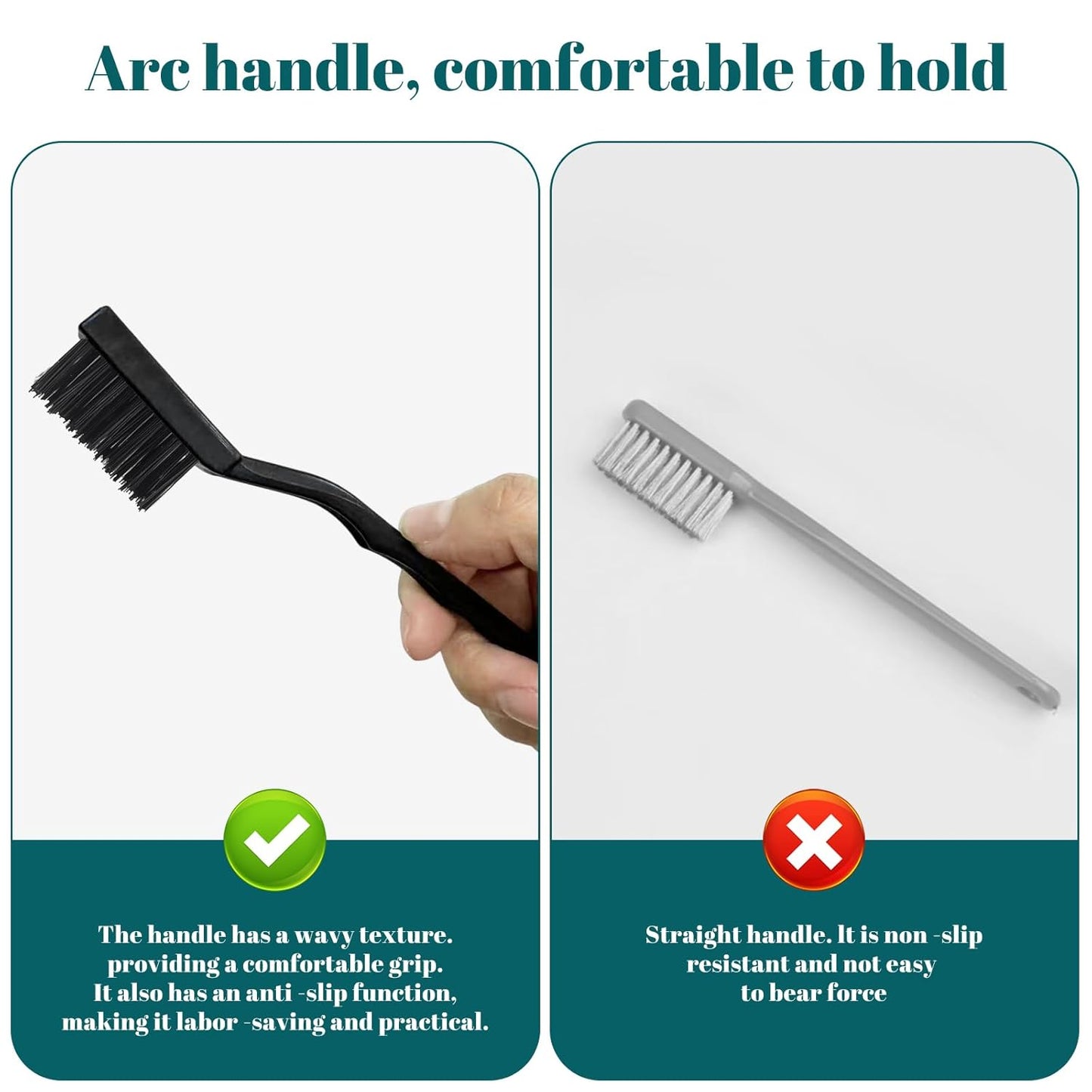 48 Pcs Mini Nylon Brush Set, Nylon Scratch Brush with Curved Handle, Cleaning Weld Slag and Rust