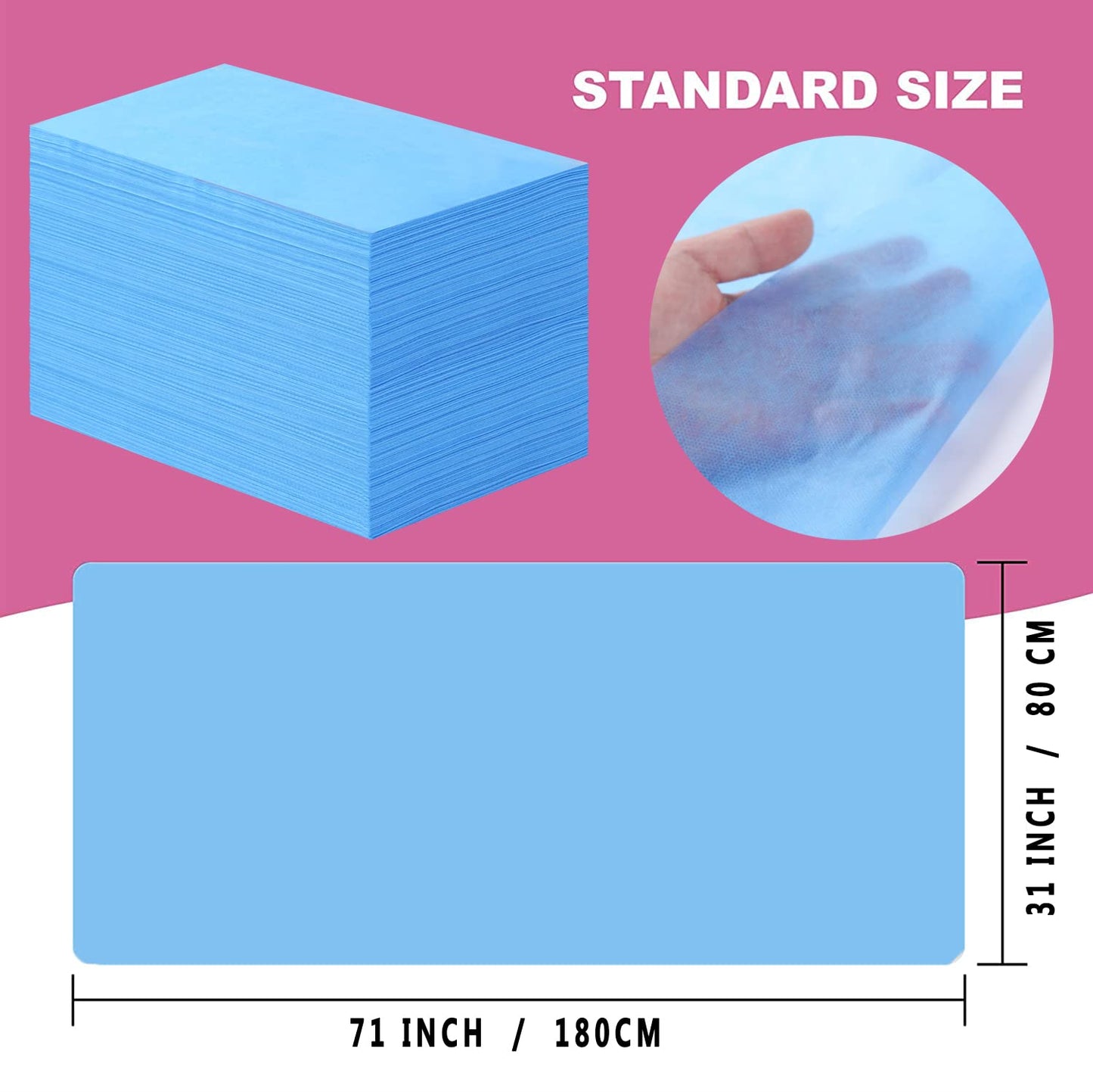 200 Pcs Disposable Bed Sheets 31" x 71" Massage Table Sheets Non Woven Fabric SPA Bed Cover Breathable for Massage Beauty Tattoos (200 Pcs Blue-2)