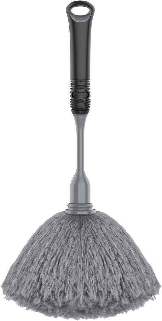 MR.SIGA Microfiber Delicate Duster, Comfortable Non Slip Handle, Detachable Washable Duster Head, Gray & Black