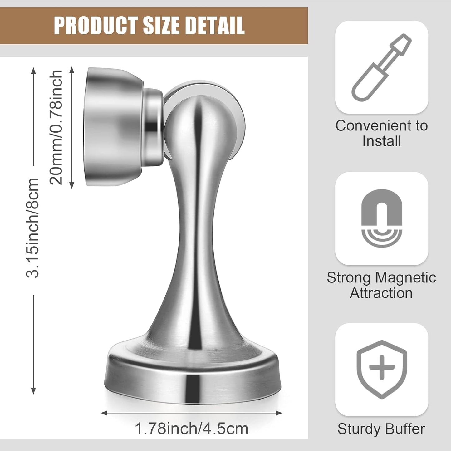 8 Pcs Magnetic Door Stoppers Stainless Steel Door Stops Magnetic Catch Holder with Screws for Wall Floor Mounted Wall Protector Hold (Silver)