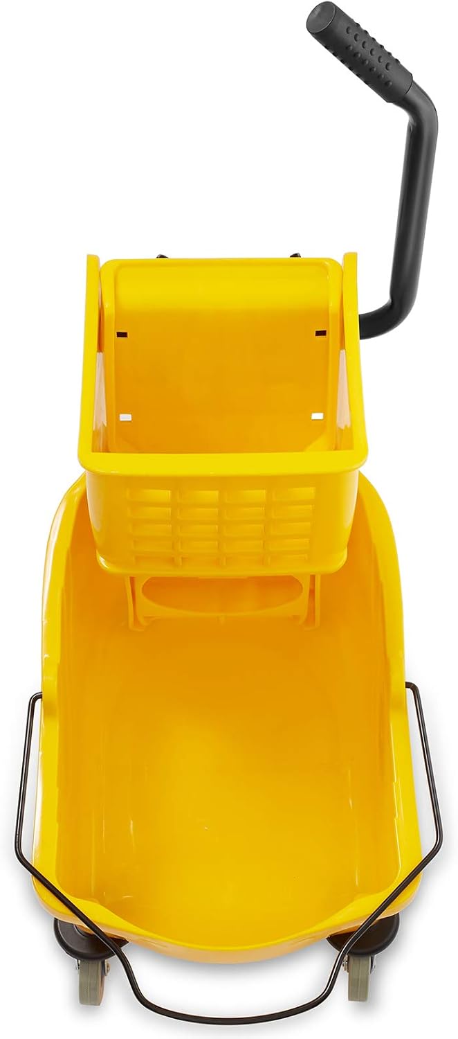 Dryser Commercial Mop Bucket with Side Press Wringer, 26 Quart, Yellow