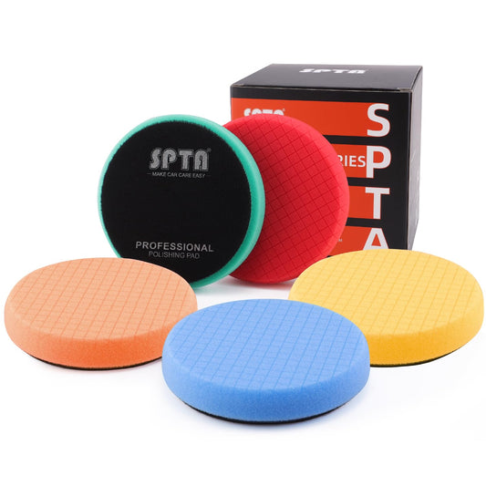 Buffing Sponge Pads, SPTA 5Pcs 6.5 Inch Face for 6 Inch 150mm Backing Plate Compound, Cutting Polishing Pad Kit for Car Buffer Polisher Compounding, Polishing and Waxing -SQMIX65
