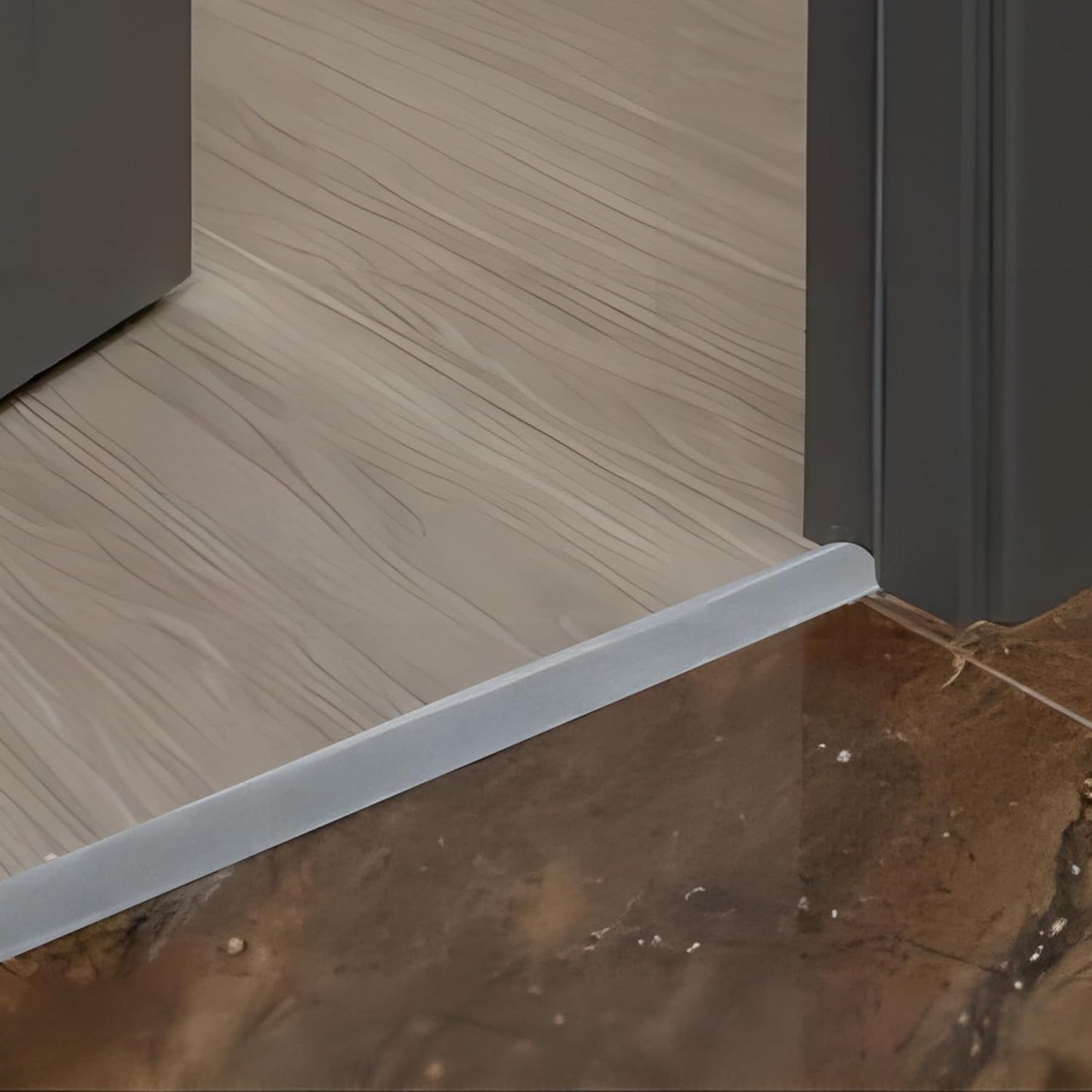 Gaahing Aluminum Floor Transition Threshold Strip, Bridge The Height Gap Between 0.2 to 0.5 inches for Doorway Ramp Tiles Laminate Planks (2Pcs x 35.4in x 1.7in, Matte Silver)