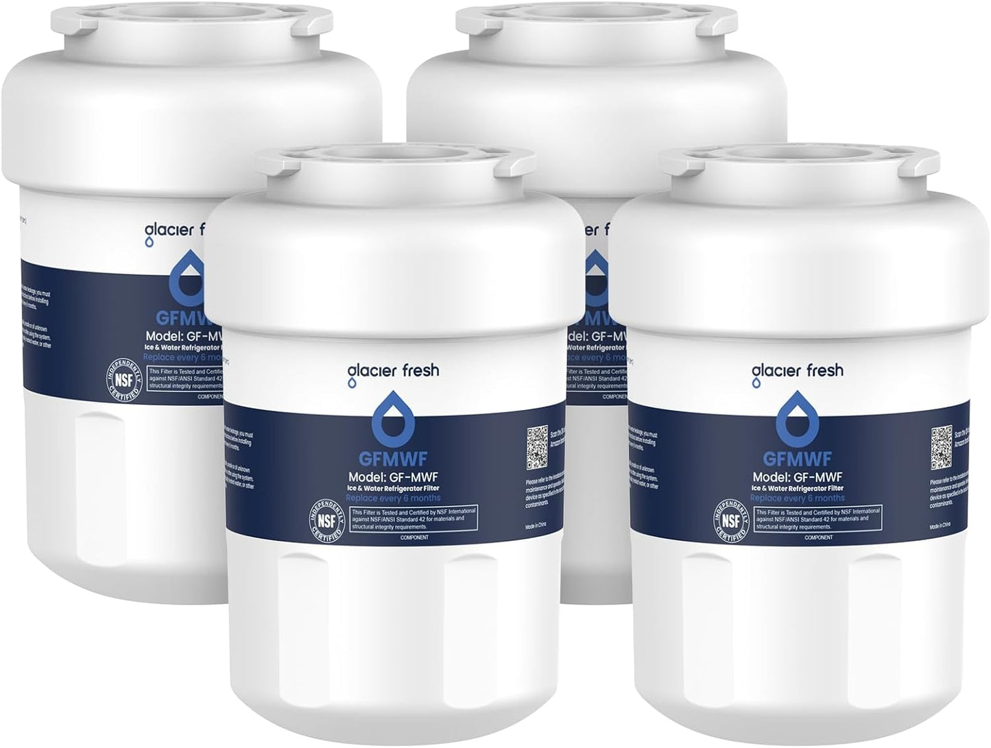 GLACIER FRESH Replacement for MWF Refrigerator Water Filters, SmartWater MWFP, MWFA, GWF, HDX FMG-1, WFC1201, RWF1060, 197D6321P006, Kenmore 9991, 4 Pack