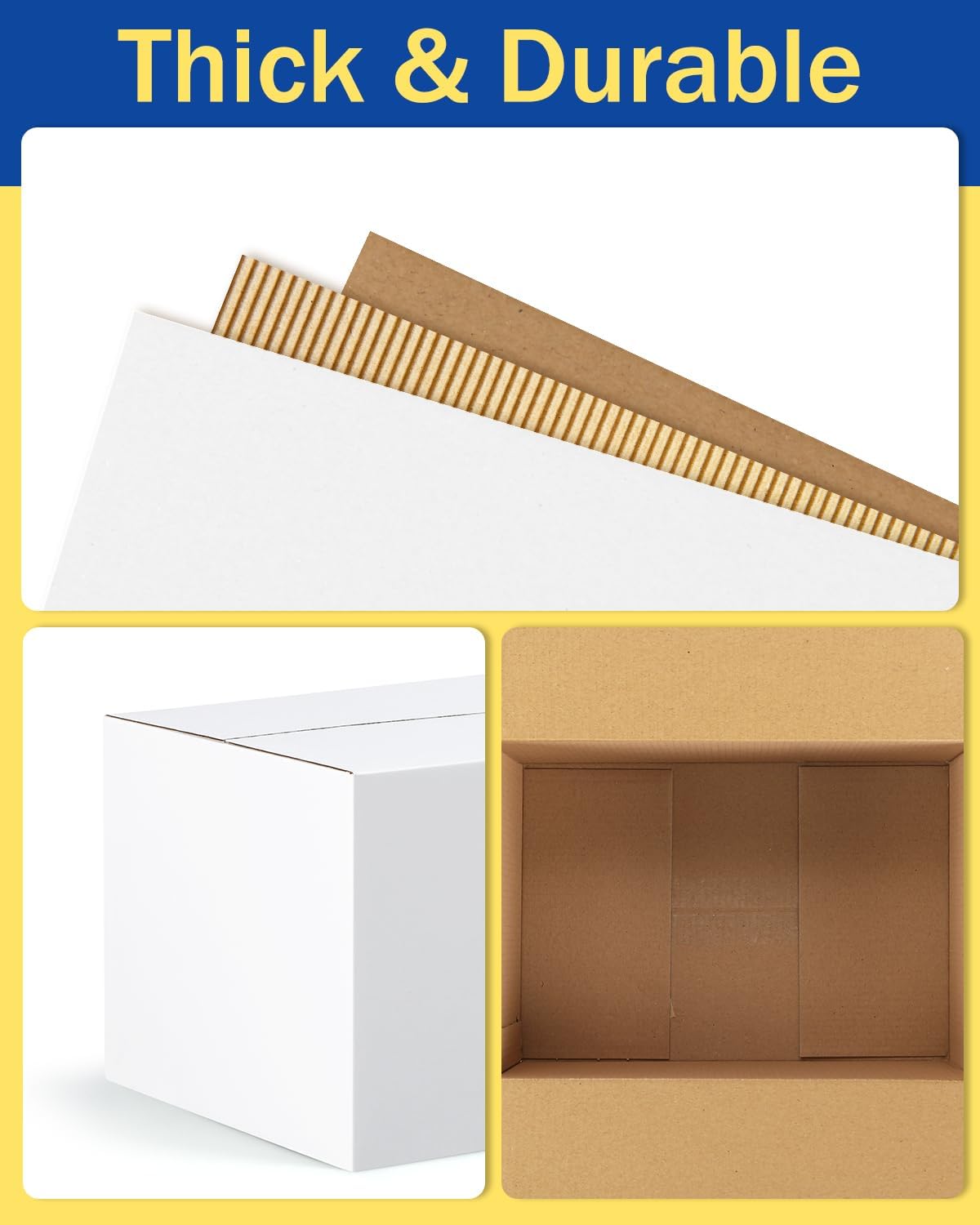 Assorted-Sizes-Shipping-Boxes-45-Pack: 6x4x4 & 9x6x4 & 10x7x5 Small-Shipping-Boxes-Mailers, White Corrugated-Cardboard-Boxes-for-Packing-Small-Business Mailing