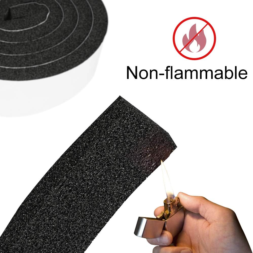 2 Rolls 2 Inch W 1/2 Inch T Weather Stripping Air Conditioner Open Cell Foam Seal Tape, Window Insulation High Resilience Seal Strip for Doors Window,Total 11FT