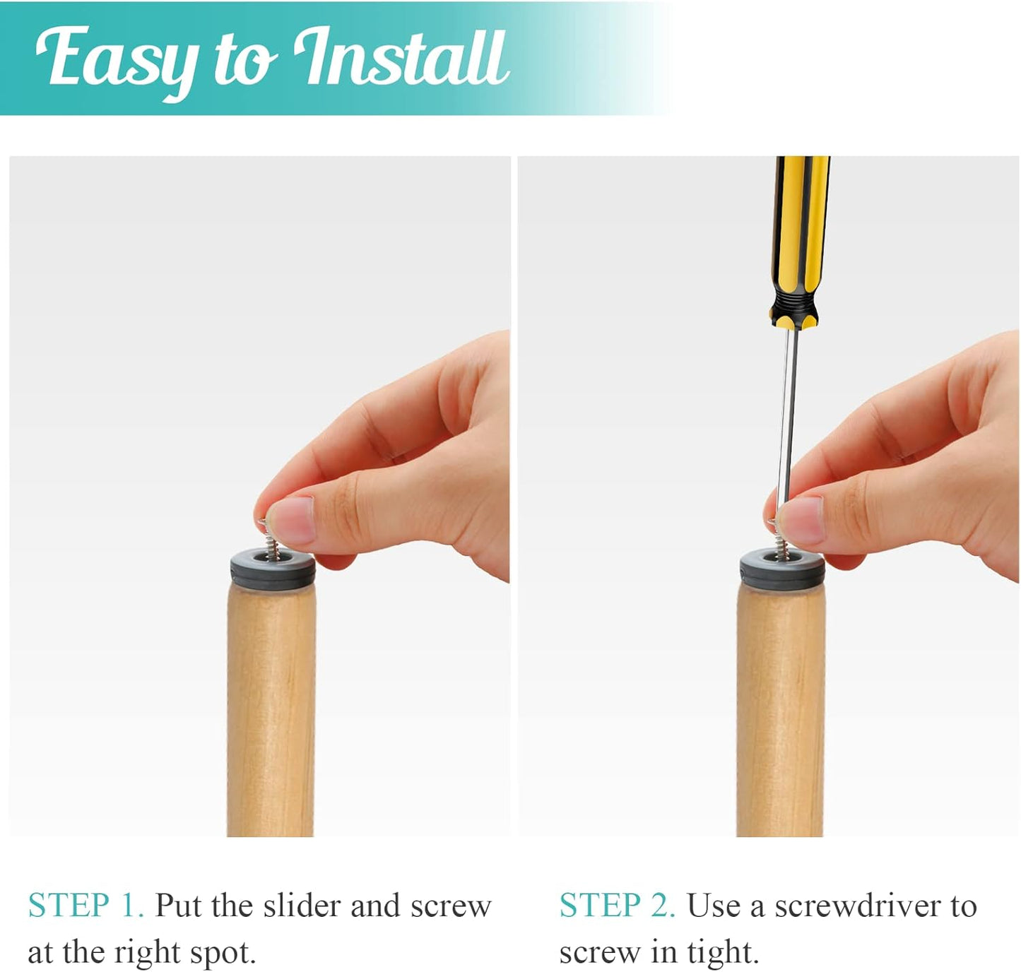 24pcs 1" (25mm) Screw on Furniture Sliders, Teflon Chair Leg Slides, Round Furniture Glides with Screws for Hardwood Floors Protectors (Gray/Black)