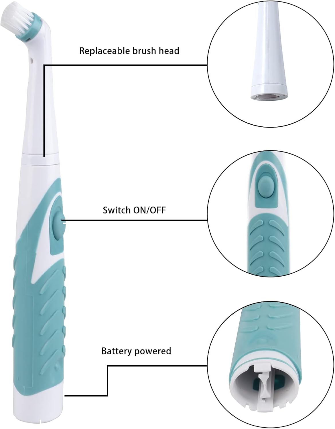 Electric Cleaning Brush with 4 in 1 Multiple Brush Heads, Indoor Household Cordless Motorized Brush for Bathroom Toilet Kitchen Tile Crevice