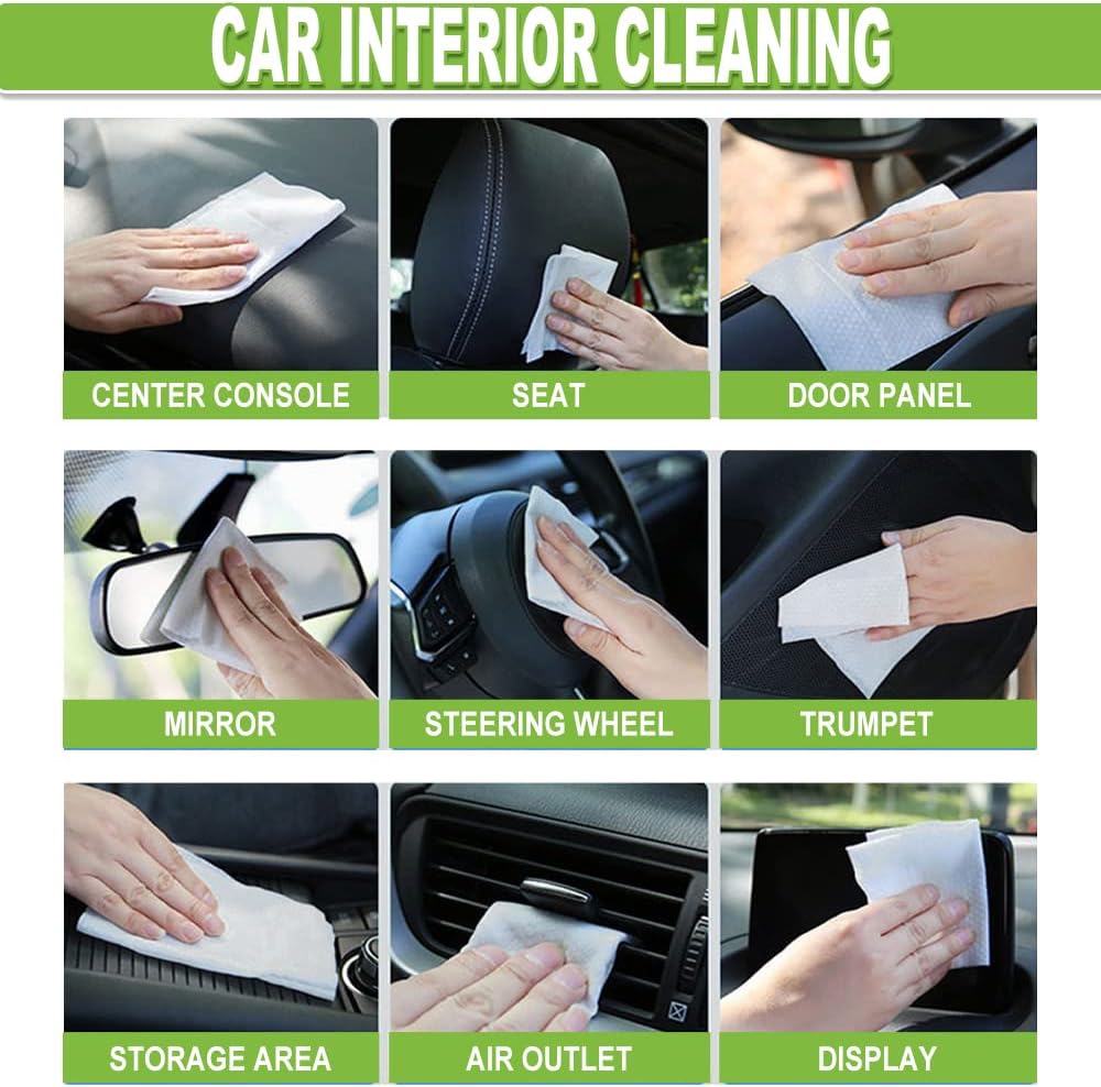 Air Jungles All Purpose Car and Home Cleaning Wipes 70 Count, Extra Large 8" x 10" Heavy Duty for Car Interior Vinyl, Kitchen, Bathroom, Furniture, Tool