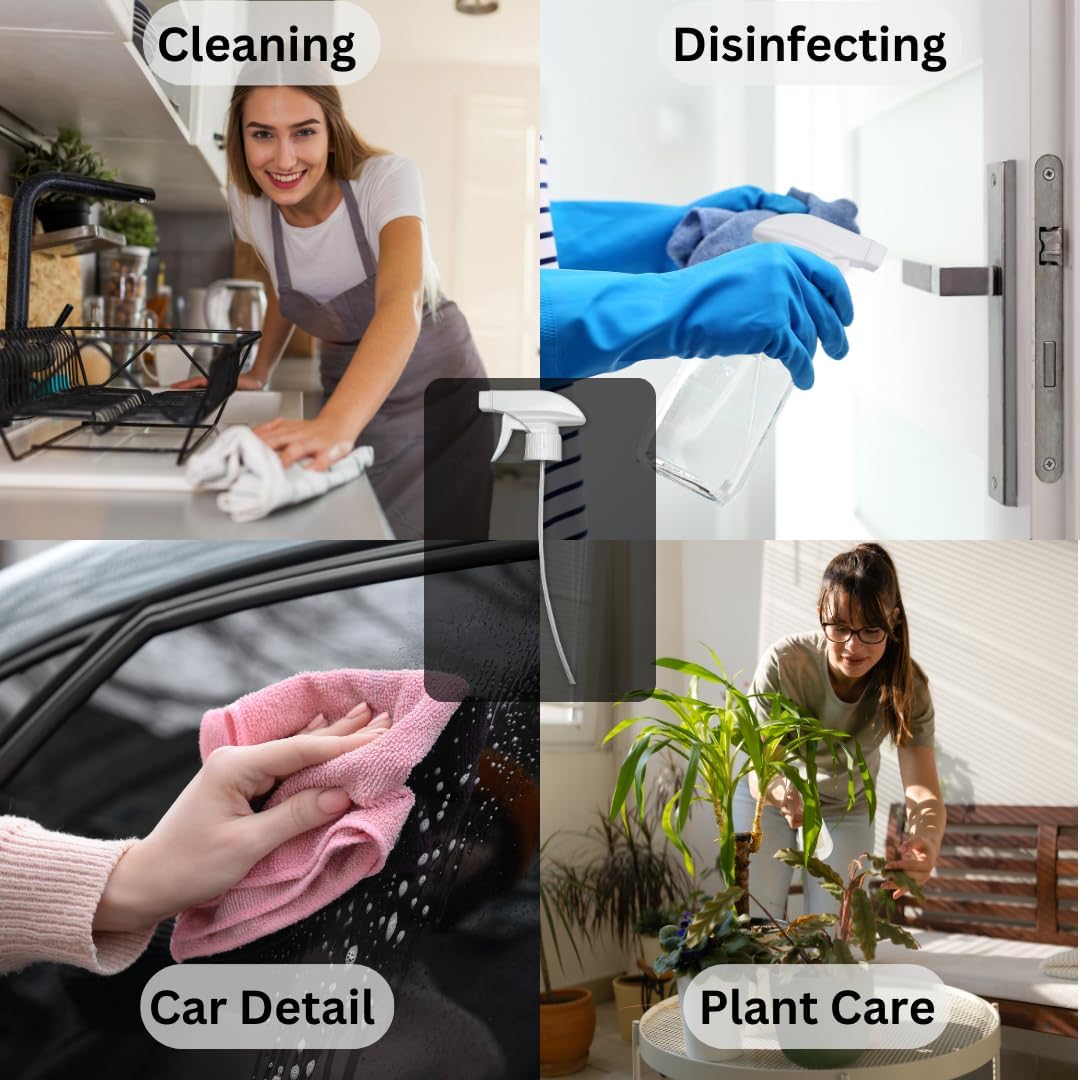 4-Pack White Trigger Sprayers - Heavy Duty Dual Misting and Stream Spray Bottle. Perfect Sprayer Head Replacement for 8oz,16oz, or 32oz Spray Bottles for Home, Kitchen, Garden and Office