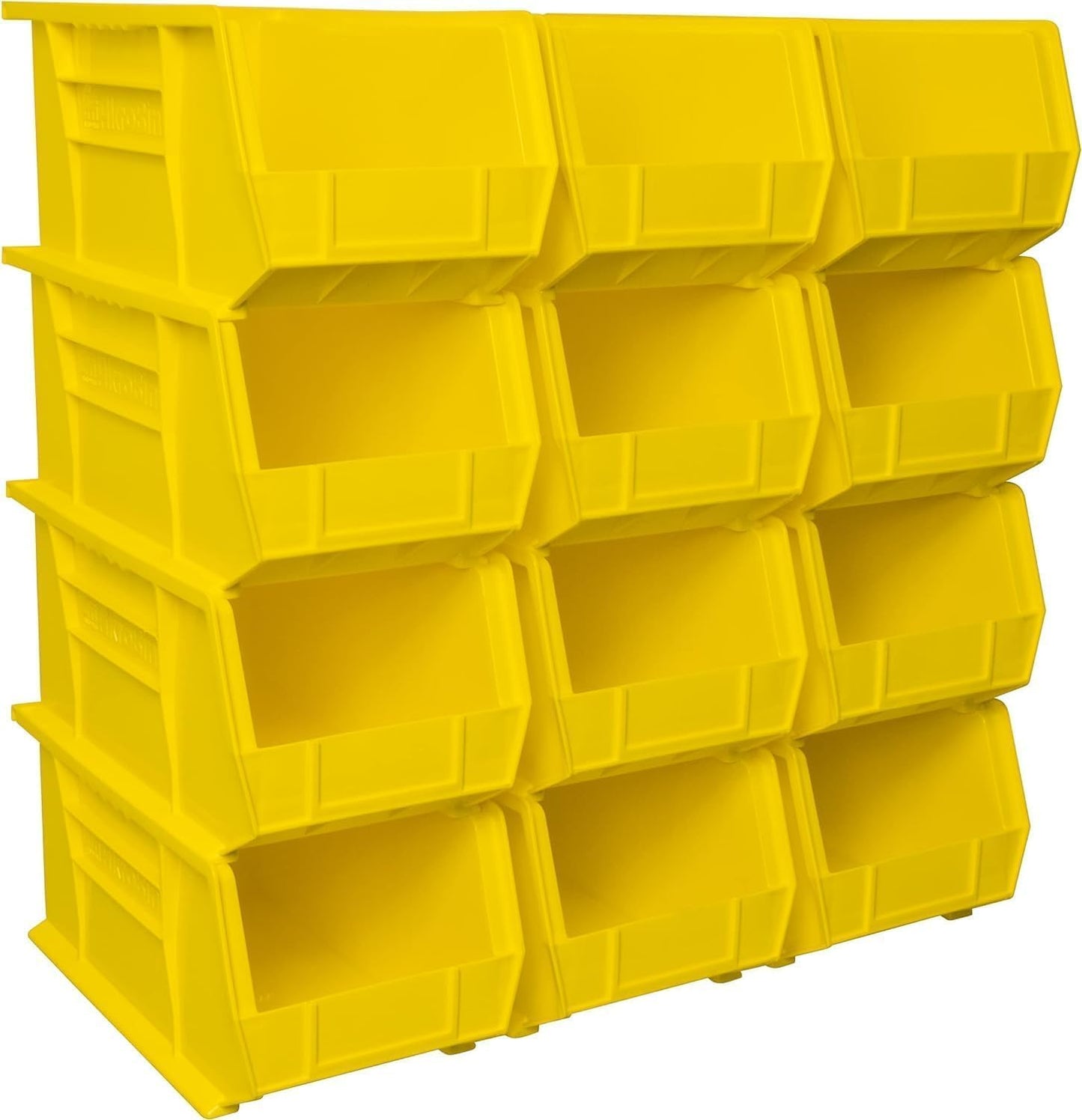 Akro-Mils 30240 AkroBins Plastic Storage Bins, Space-Saving Stackable Bins for Garage, Pantry, Craft Organization, 15" x 8" x 7", Yellow, 12-Pack