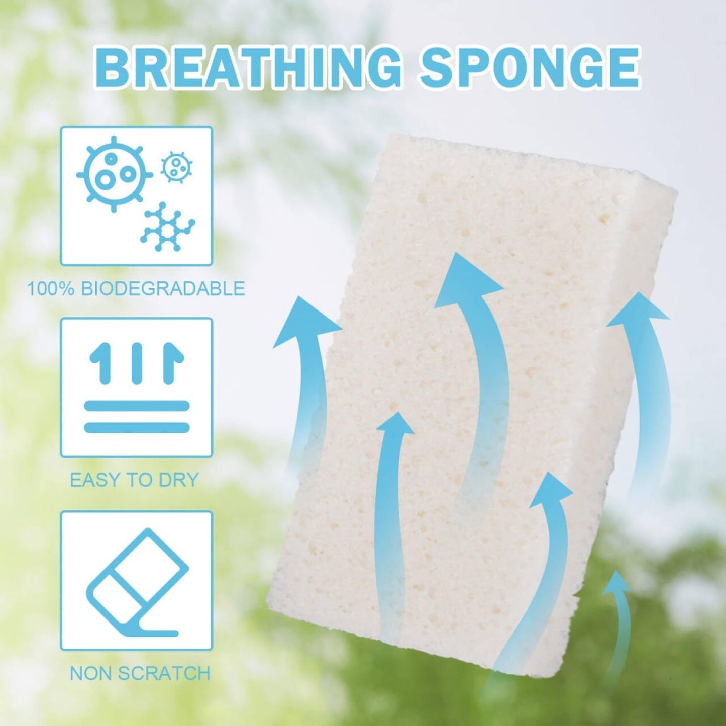 YoleShy White Sponges Kitchen 10 Pack Natural Compressed Cellulose Sponges for Dishes Non Scratch for Household Cookware Bathroom Cars Soft Super Absorbent Reusable