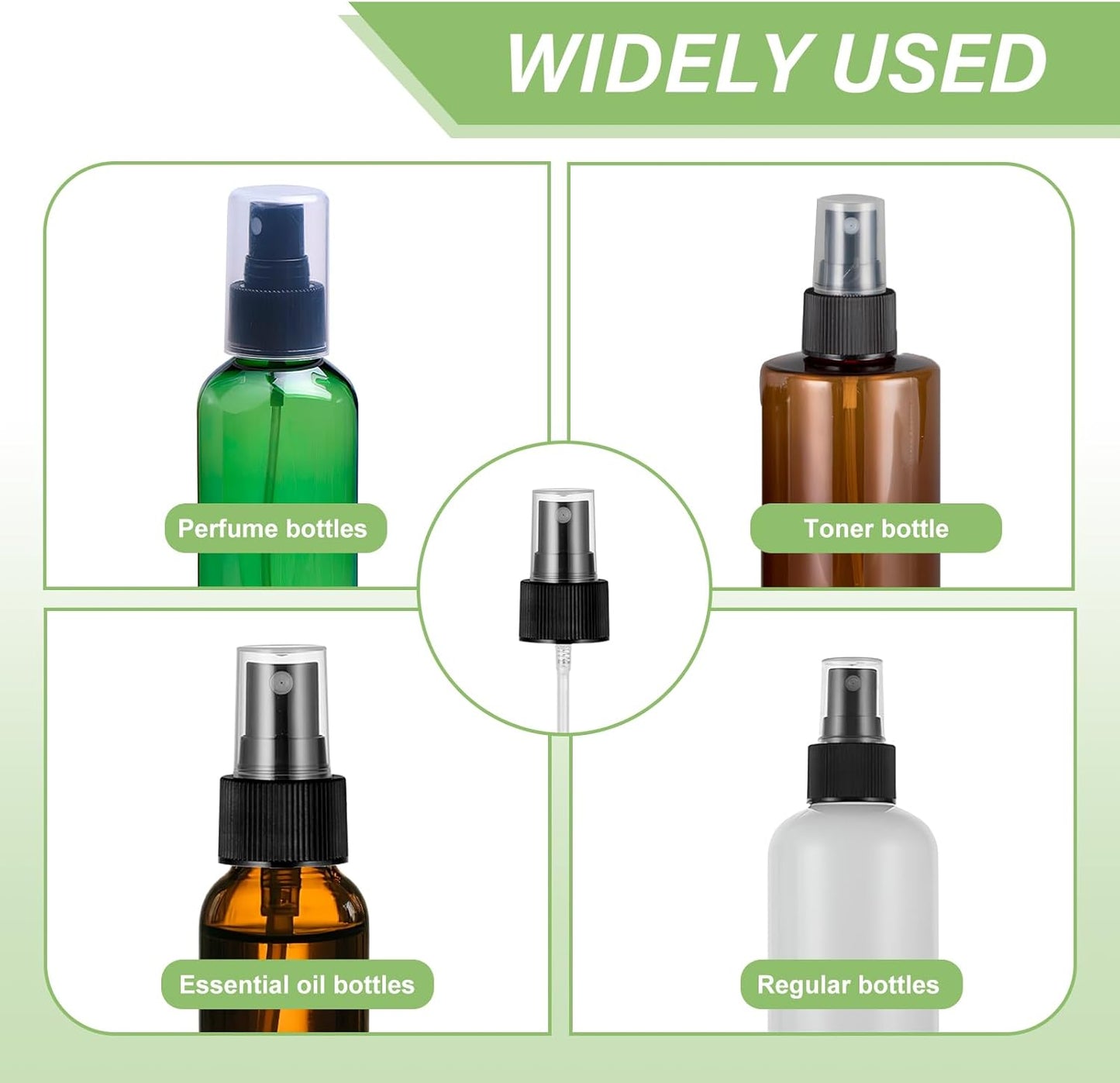 8Pcs Spray Nozzle for Bottles, Durabble Easy-to-use Spray Can nozzles, Spray Bottle Nozzle Replacement with Plastic Dip Tube for Cleaning Solutions (Black)