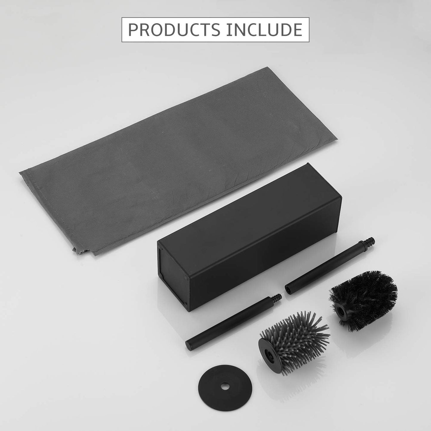BGL Toilet Brush and Holder Set, Matte Black Freestanding for Bathroom Storage and Organization, Square Design Sturdy and Space Saving