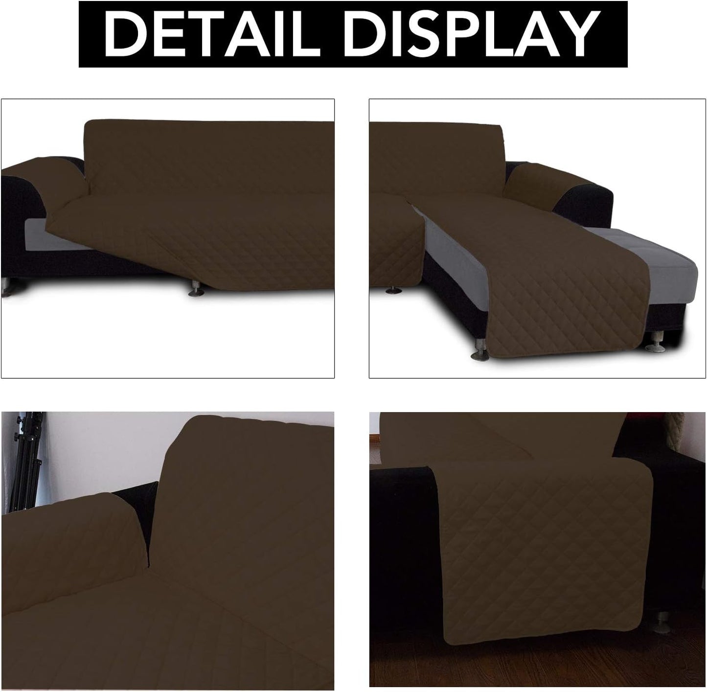 Easy-Going Sofa Slipcover L Shape Sofa Cover Sectional Couch Cover Furniture Protector Mat for Pets Dog Cat (X-Large, Coffee/Coffee)