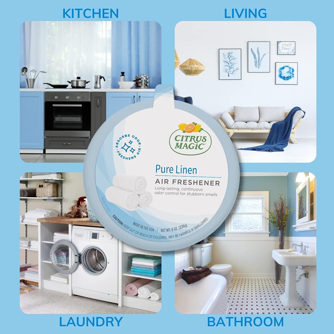 Citrus Magic Odor Absorbing Solid Air Freshener, Pure Linen, 8-Ounce, Pack of 6, 6 Count