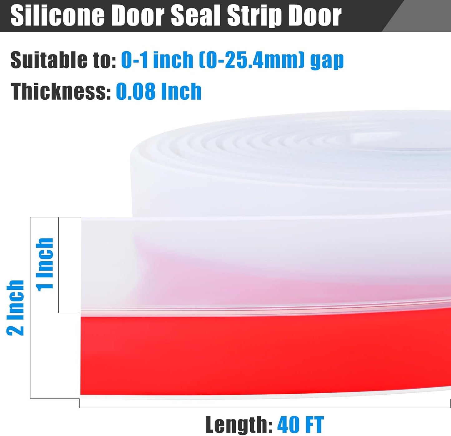 Draft Seal Tape for Doors and Windows 2 in x 40 Ft Silicone Weather Stripping Extra Thick 2mm Door Seal Strip with Strong Adhesive Draft Insulation Stopper Side Seal - Clear
