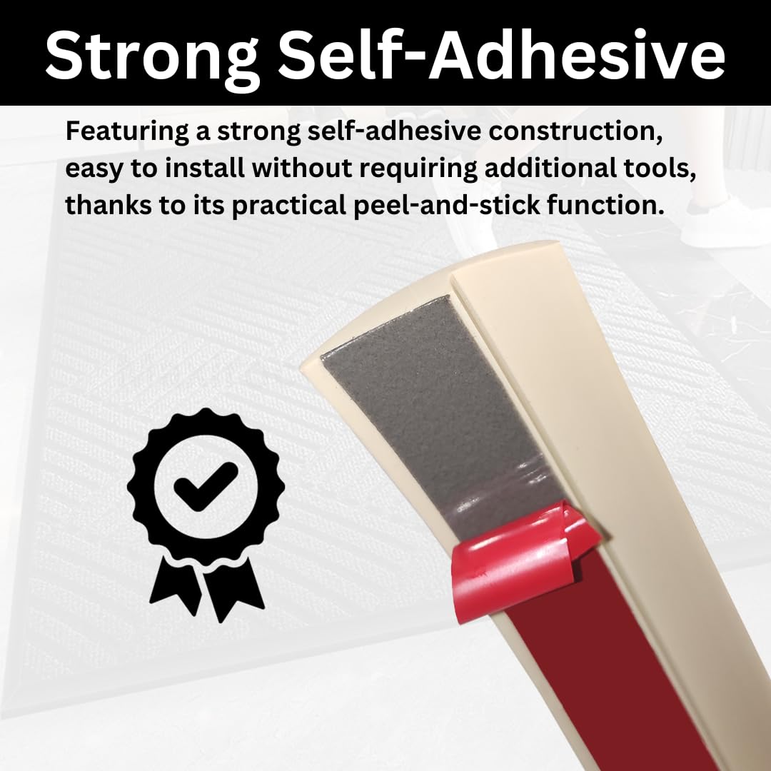 Floor Transition Strip Self Adhesive Carpet Wood Tile Vinyl Flooring Laminate Transition Cover Edge Trim Gap Doorway Threshold for Uneven Floors Heights Within 5 mm (120 inches, Beige Cream)