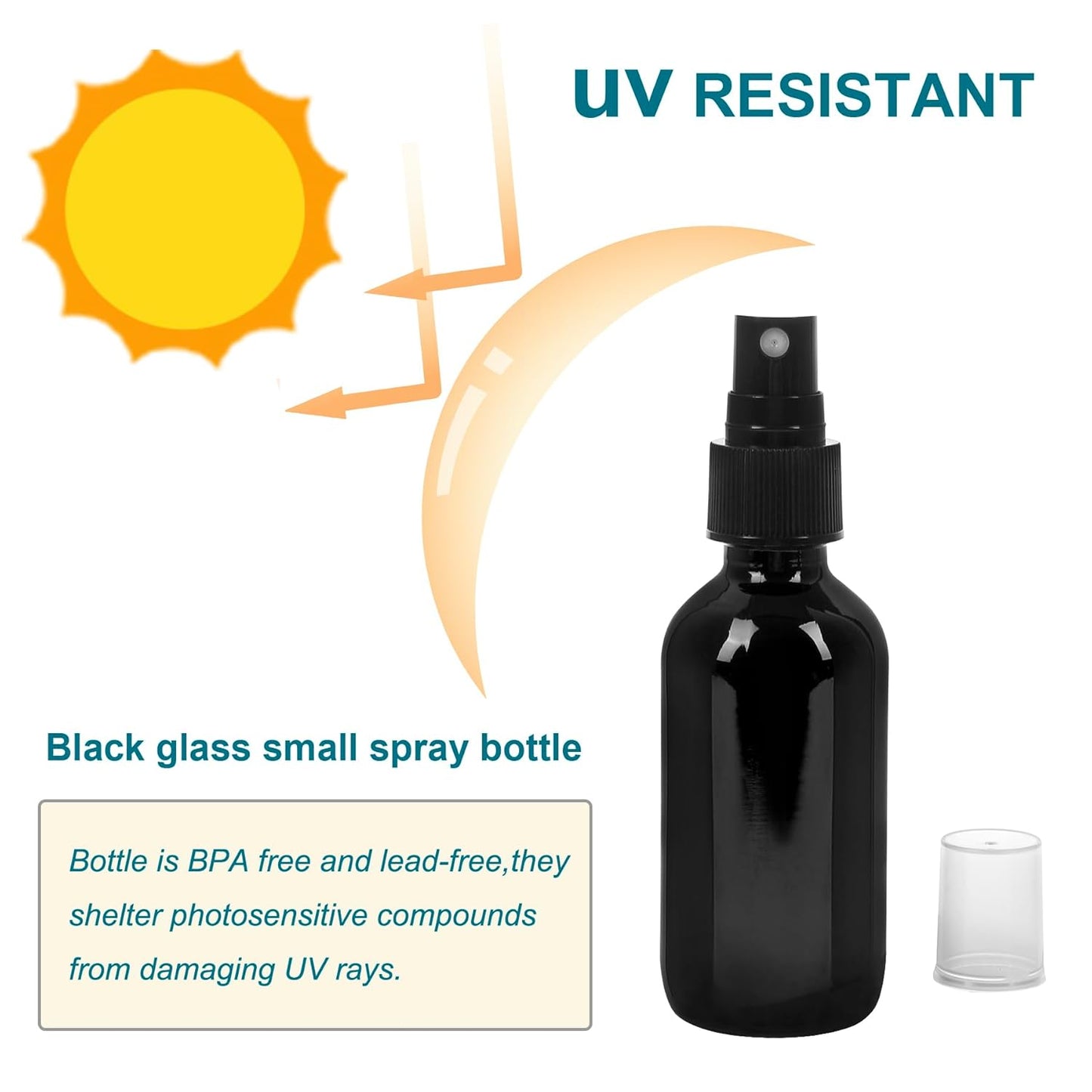 Black Glass Small Spray Bottle 2 oz 24 Packs,Fine Mist Sprayer Small Clear Bottles,Refillable Containers mini spray bottles for Cleaning Solutions and Skin Care (Black 24pcs)
