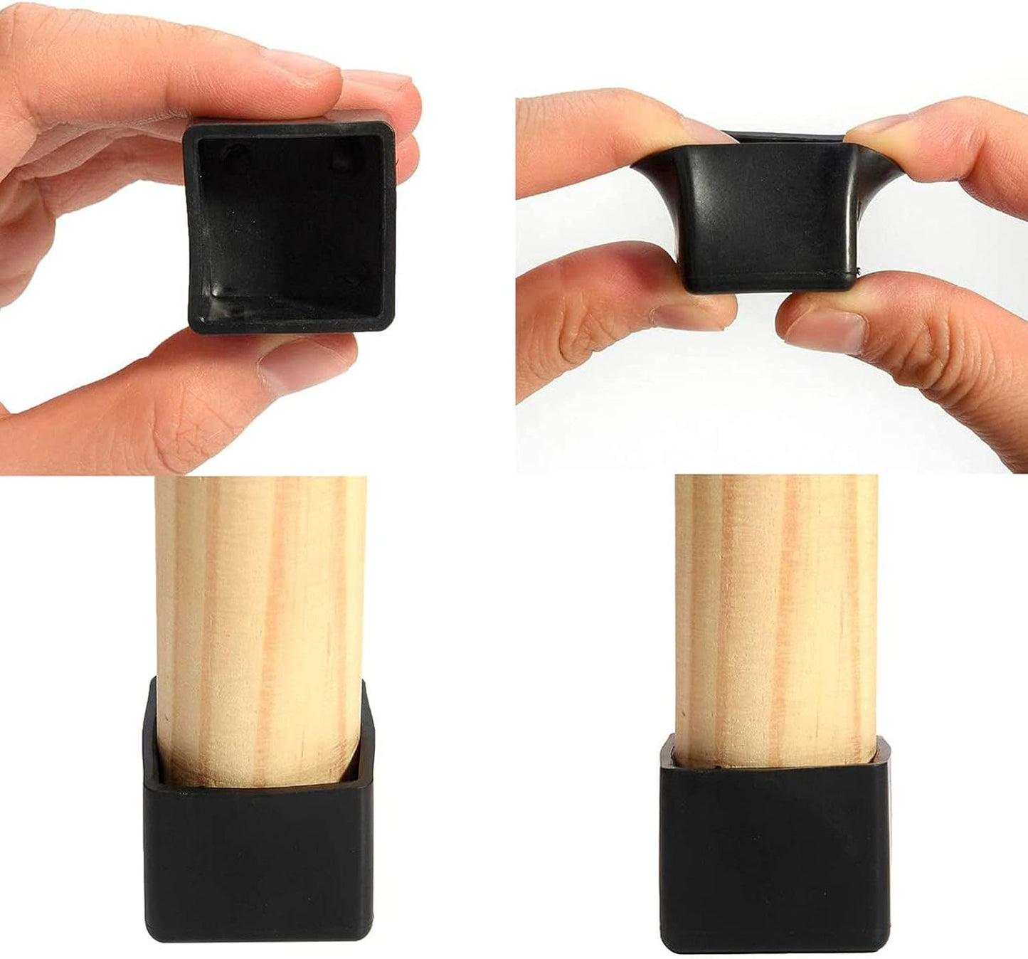 12 Pcs Black Square Anti-Slip Rubber Leg Tips Chair Leg Caps Furniture Floor Protectors Chair Table Bar Stool Leg Covers Furniture Leg Cube Feet 1.97 Inch x 1.97 Inch (50 x 50mm)