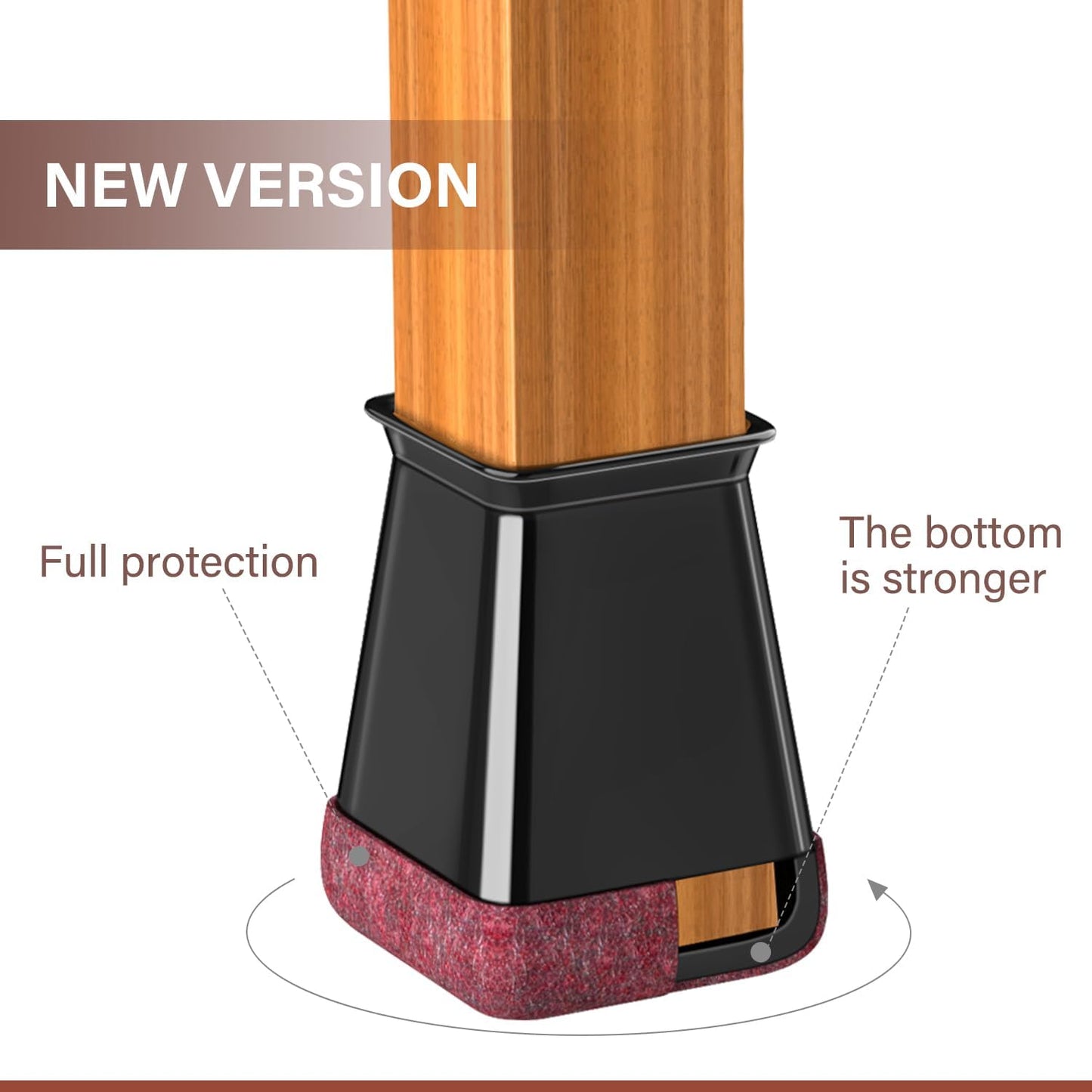 Chair Leg Floor Protectors Square Chair Leg Protectors for Hardwood Floors Silicone Caps Felt Strengthen Bottom Protection Anti-Scratch Reduce Noise 32 Pack Black Square M Fit:13/16" to 1" (20-26mm)