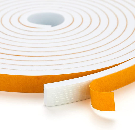 33 Feet Weather Stripping Door Seal- 1/2" Wide X 1/4" Thick Door Bottom Seal Strip High Density Foam Tape Adhesive Rubber Strip for Door Soundproofing,Window Insulation (1/2" x 1/4" x 33FT,White)