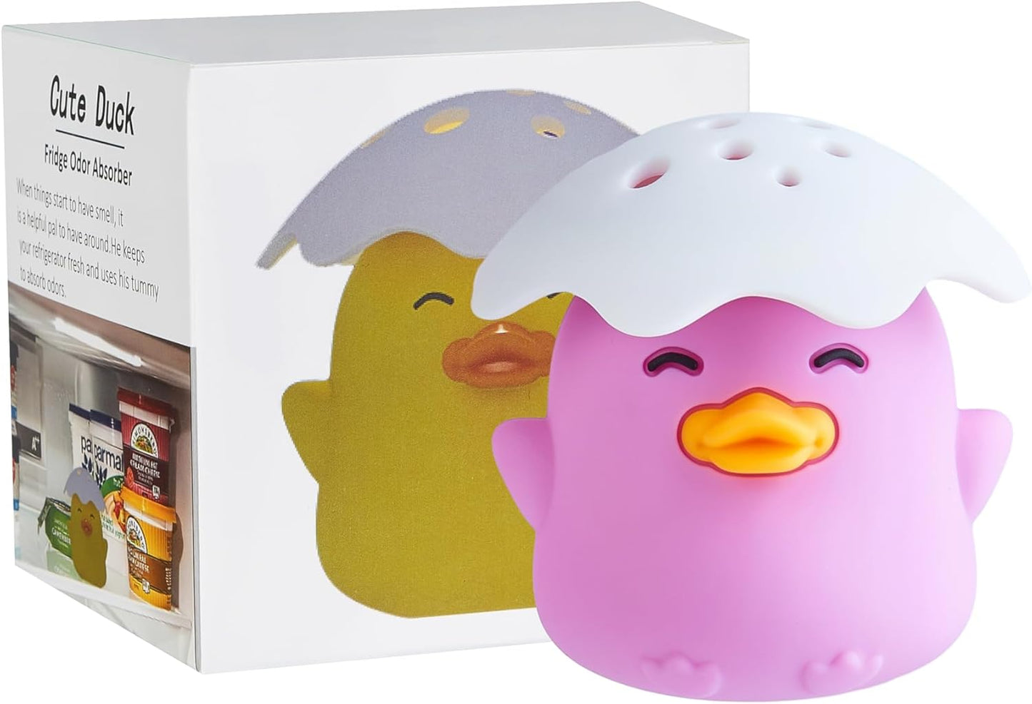 Duck Refrigerator Baking Soda Deodorizer Holder, Odor Absorber and Eliminator, Can Absorb Odor, Food Grade (Purple)