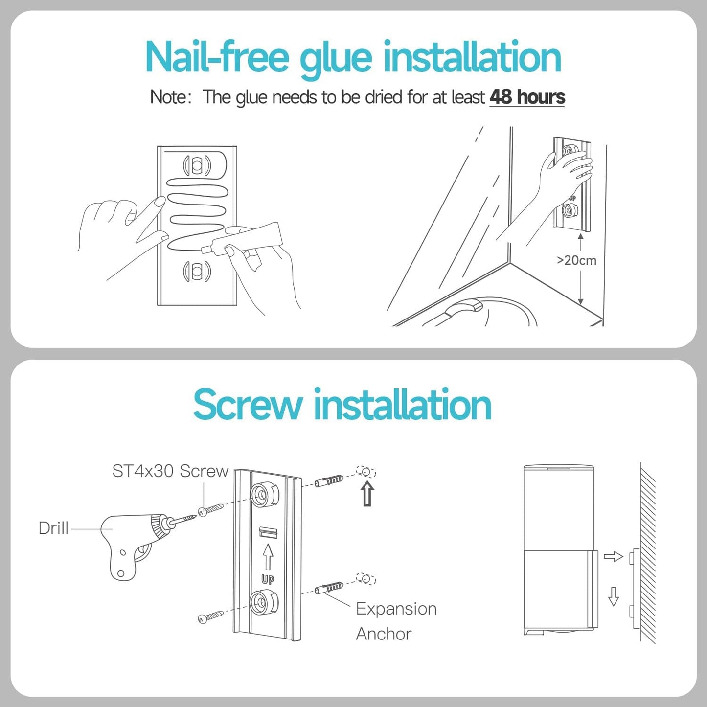 AIKE Automatic Soap Dispenser Wall Mounted for Kitchen and Bathroom, IPX7 Waterproof with Brushed Stainless Steel Finish 13.5fl.oz. for Liquid Soap