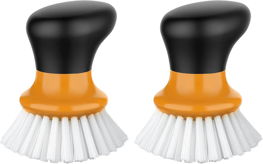 MR.SIGA Dish Scrub Brush, Palm Brush Dish Scrubber with Ergonomic Grip, Kitchen Brushes for Dishes, Orange, Pack of 2