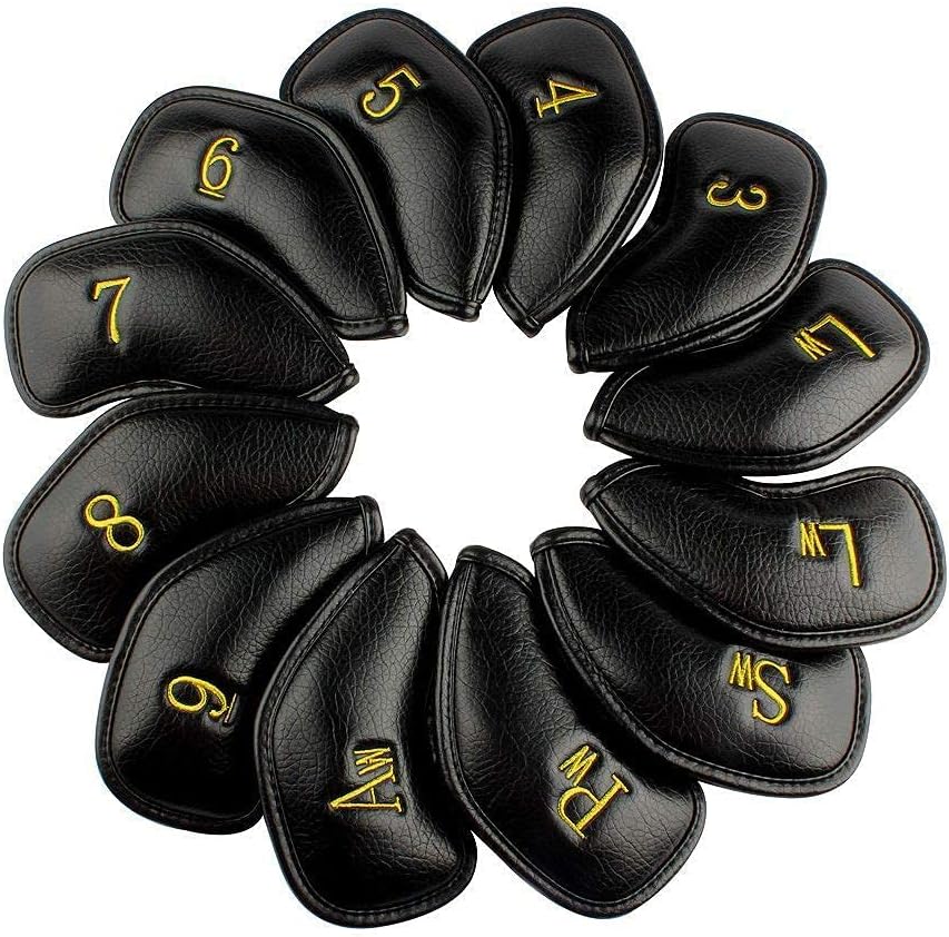 CRAFTSMAN GOLF 12pcs or 1pc Thick Synthetic Leather Golf Iron Head Covers Set Headcover Fit All Brands Callaway Ping Taylormade Cobra Etc. Also Custom Name