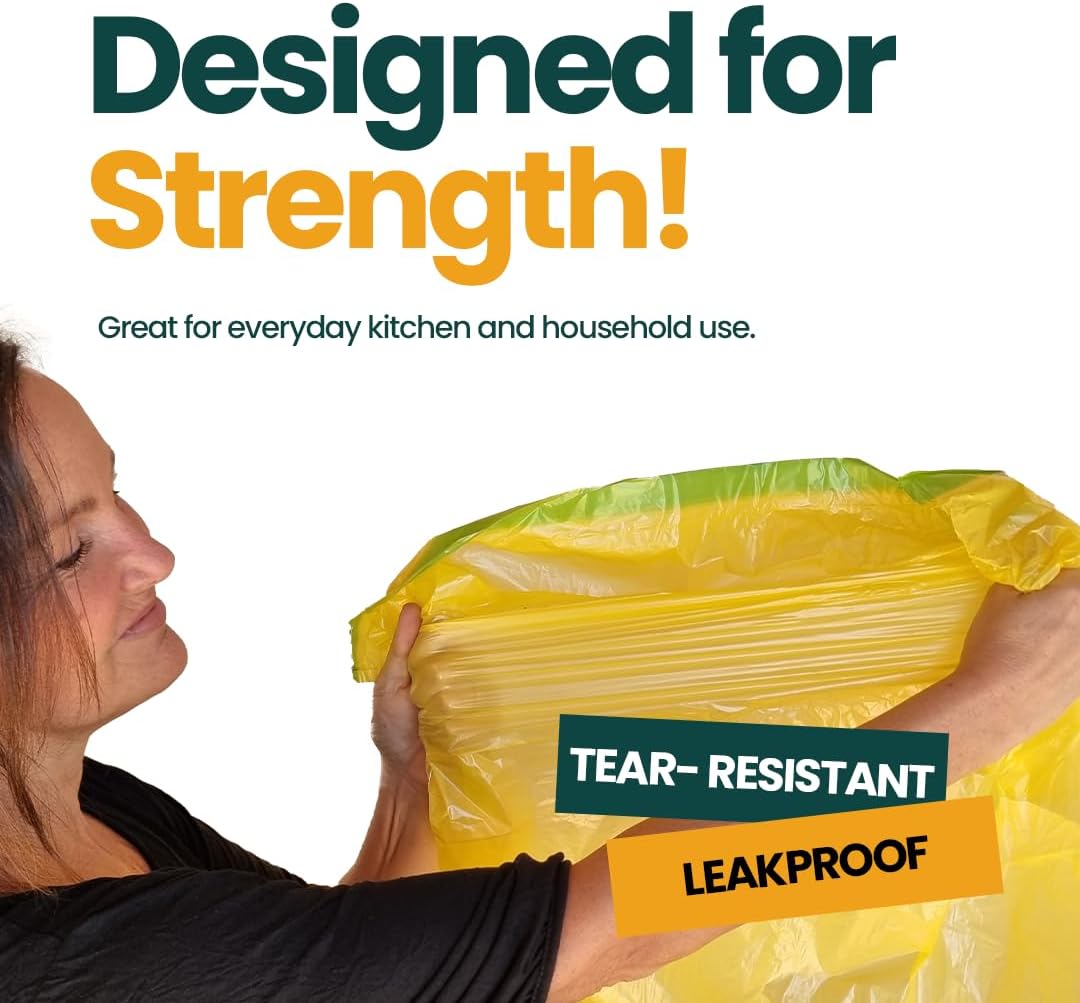 13 Gallon Trash Bags with Drawstrings, 80 Bags Made from 50% Recycled Plastic, Leakproof and Tear-Resistant, Tall Kitchen Garbage Bags for Home and Office