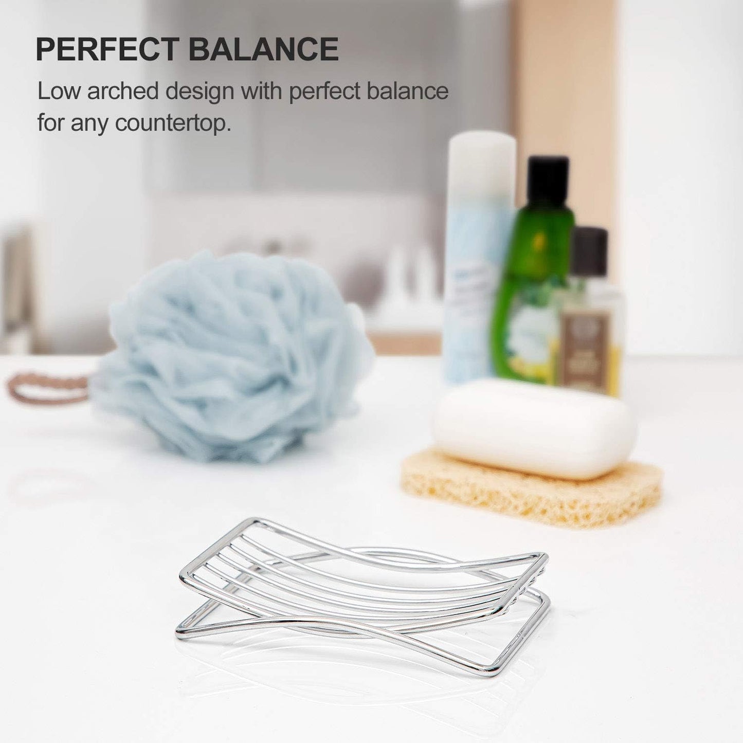 Soap Dish Stainless Steel Bar Soap Holder for Shower Bathroom, Self-draining Soap Dishes Sponge Holder for Kitchen Sink, Easy Cleaning Quick Dry(Soap Saver Not Included)