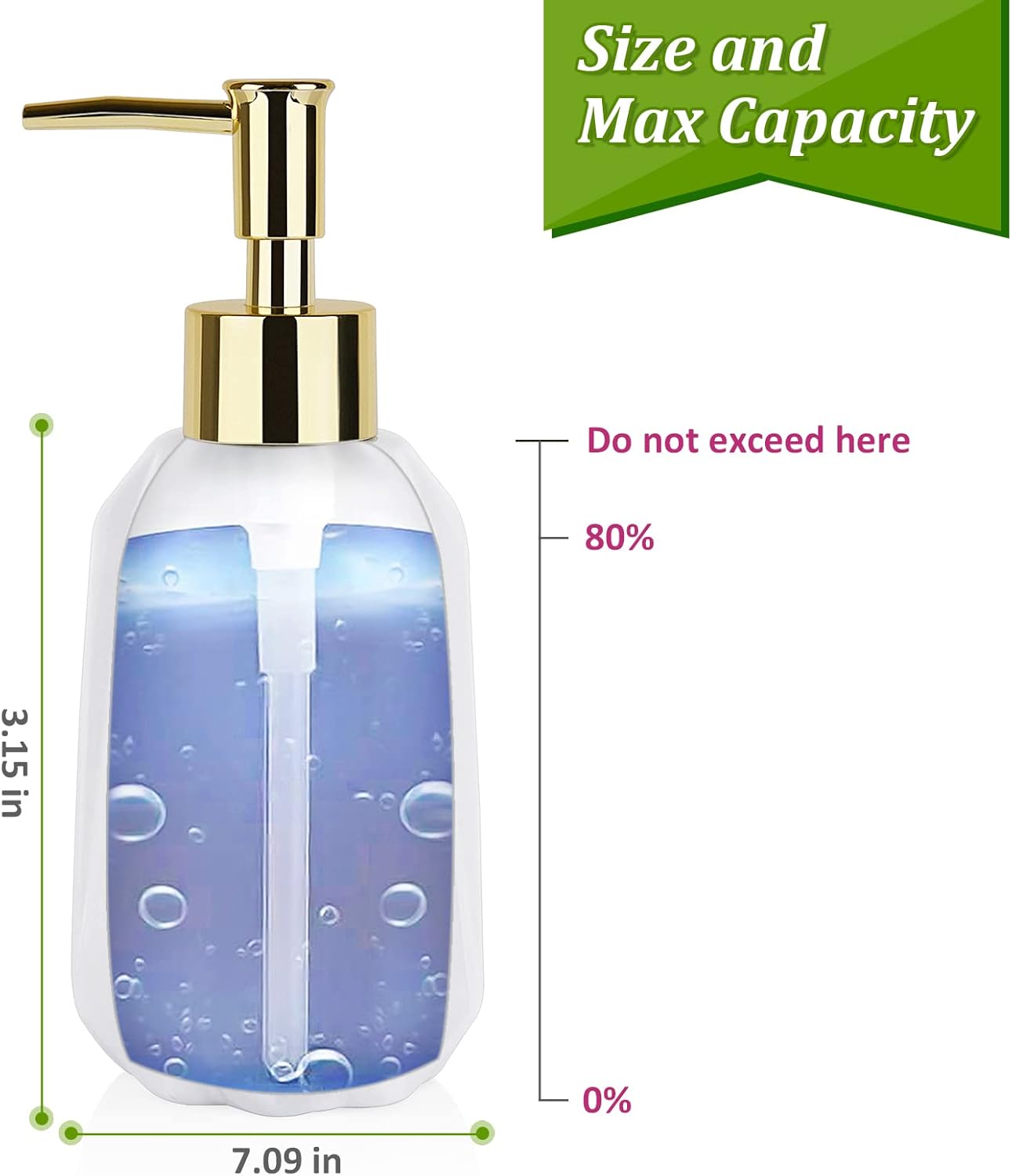Natheeph Dish Soap Dispenser, Hand Soap Dispenser Ceramic Bottle, Refillable Liquid Great for Kitchen Dish Soap, Hand Soap, Essential Oil & Lotion (New White)