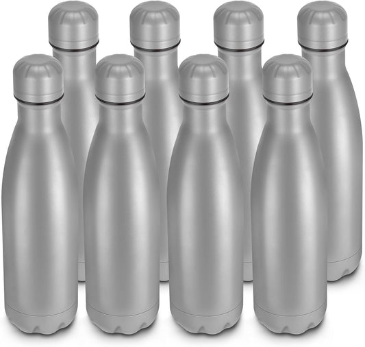 17oz Cola-Bottle Shaped Stainless Steel Leak-proof Water Bottle,Double Wall Vacuum Insulated Metal,Travel Mug For Sports Indoors & Outdoors,BPA-Free School Kids Flasks,Gray(8 Pack)